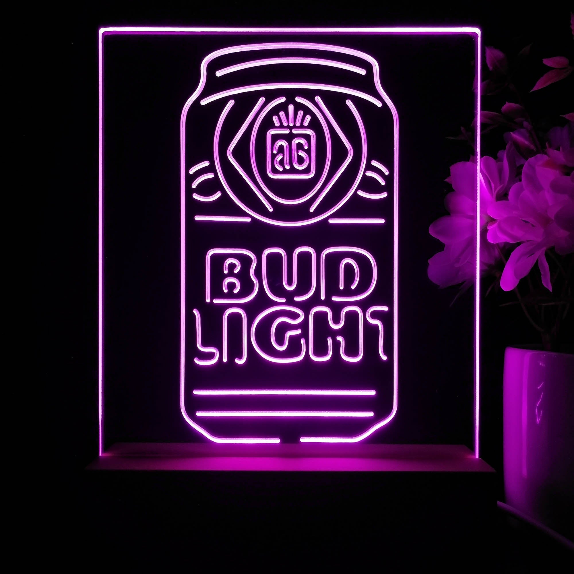 Bud Light Bottle Vertical Beer Night Light Neon Pub Bar Lamp