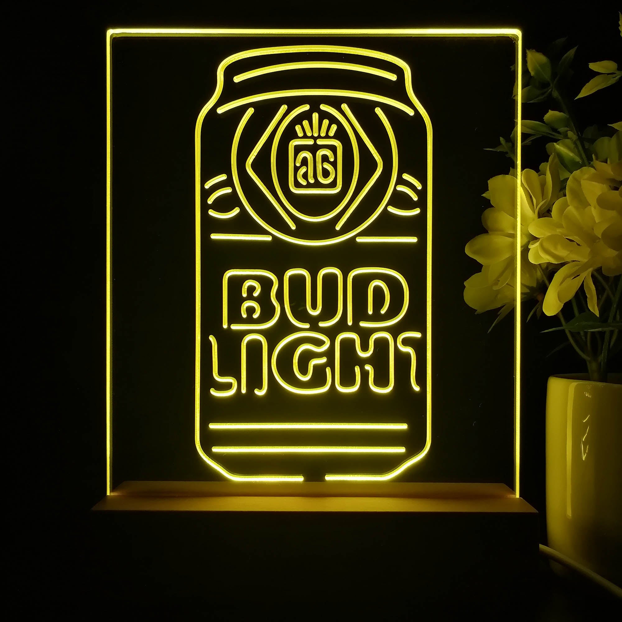 Bud Light Bottle Vertical Beer Night Light Neon Pub Bar Lamp