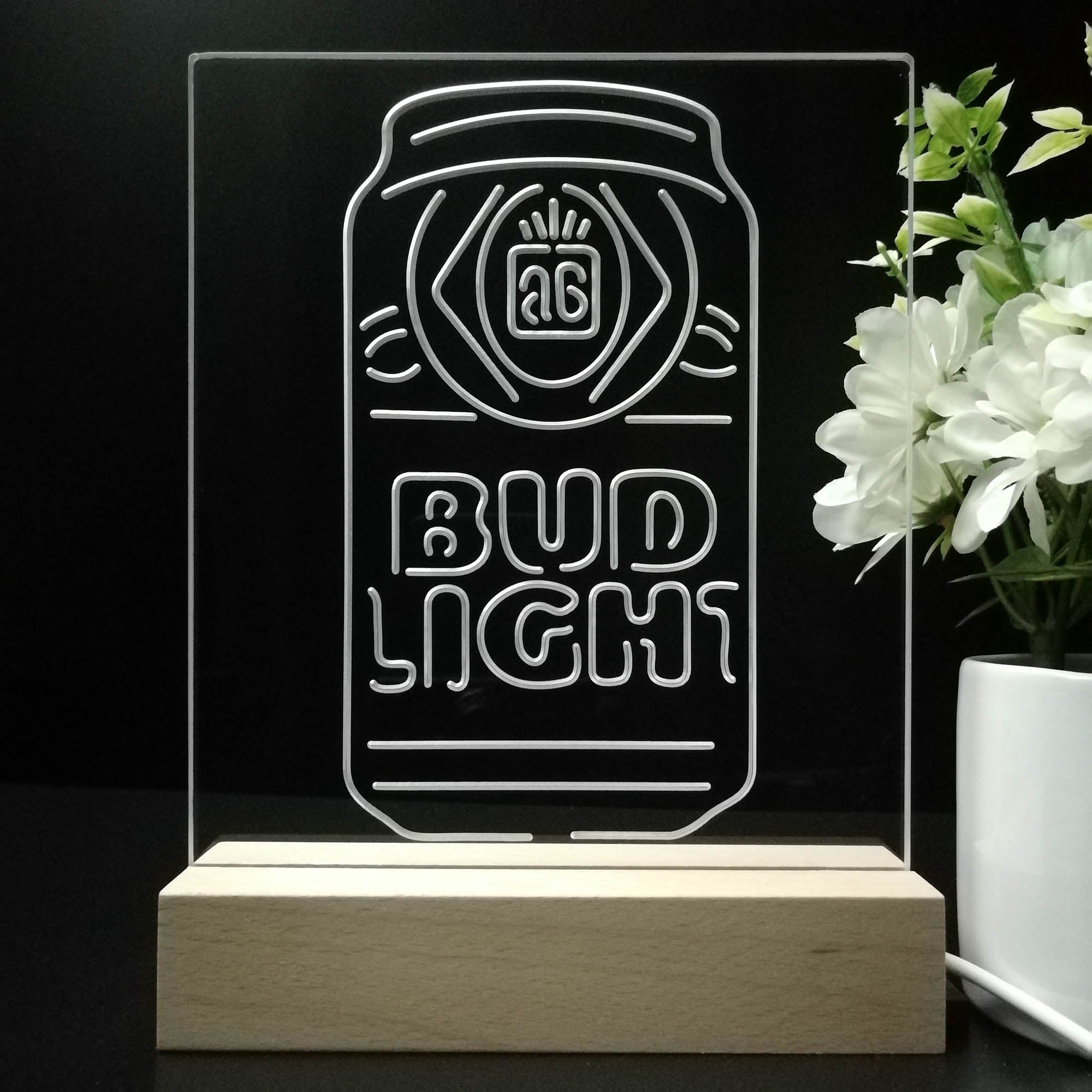 Bud Light Bottle Vertical Beer Night Light Neon Pub Bar Lamp