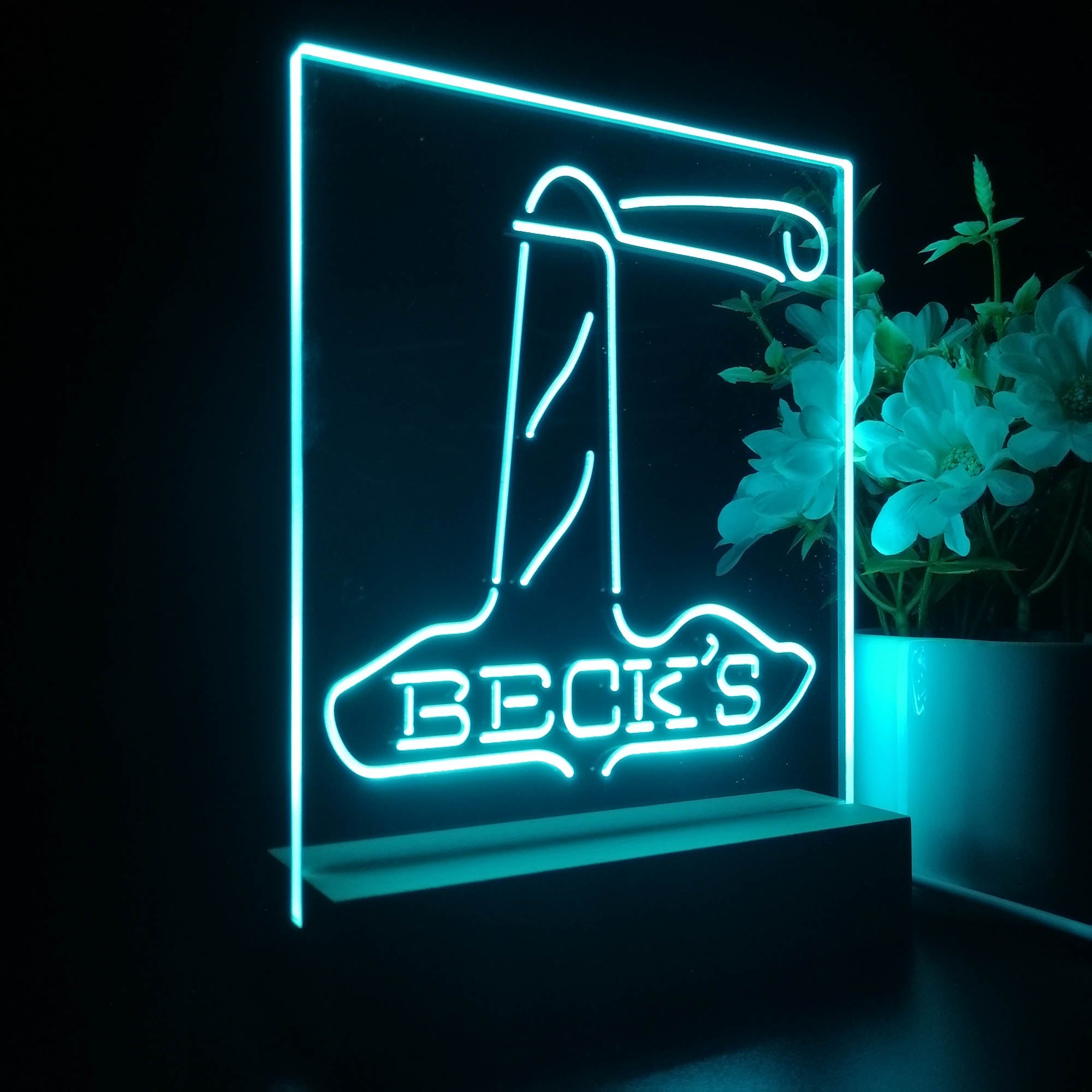 Beck's Lighthouse Island Night Light Neon Pub Bar Lamp