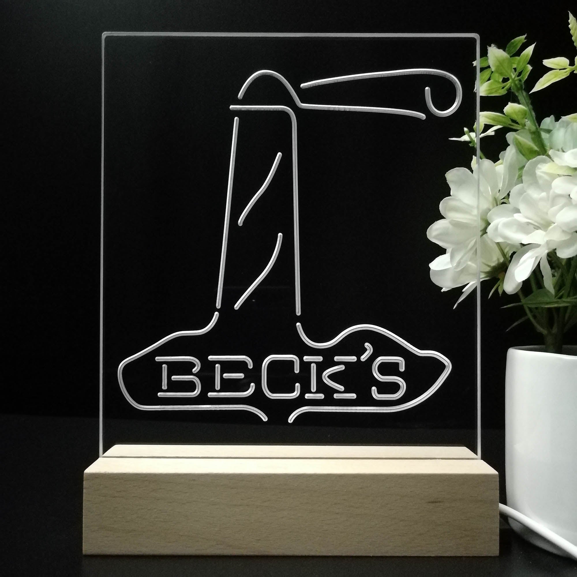 Beck's Lighthouse Island Night Light Neon Pub Bar Lamp