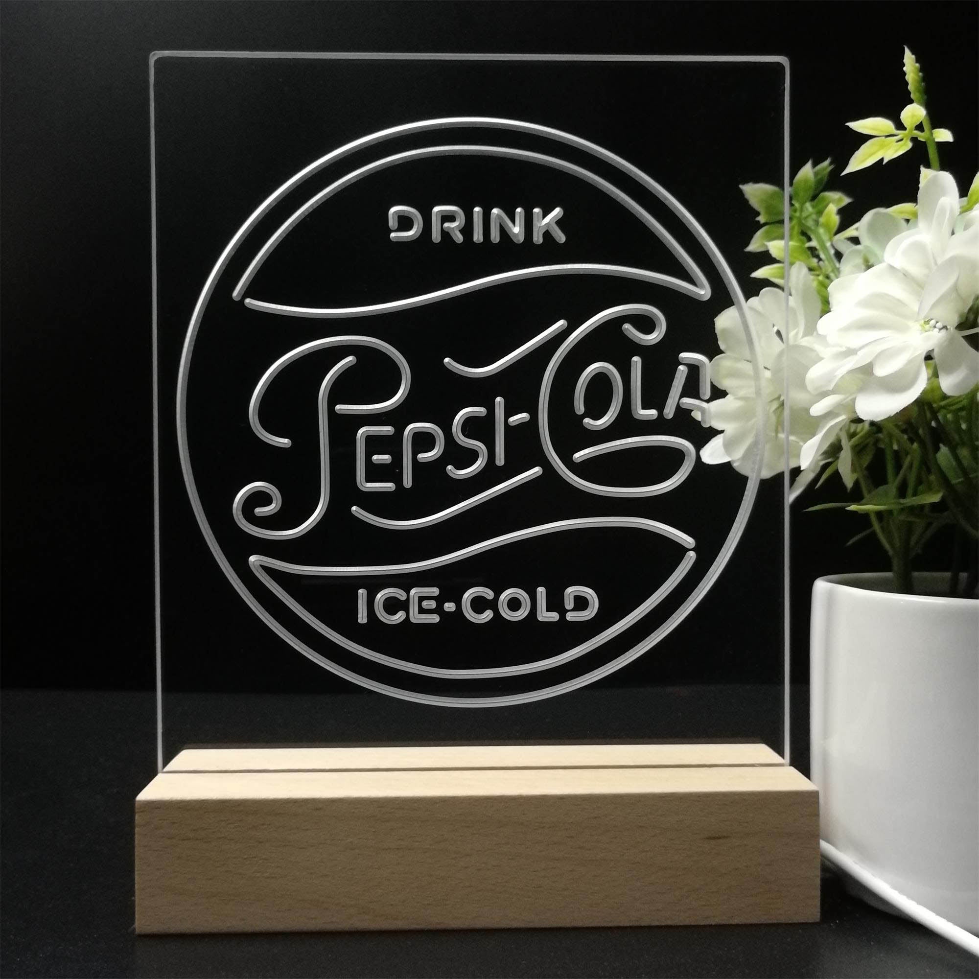 Drink Ice-Cold Pepsi Cola 3D Illusion Night Light Desk Lamp