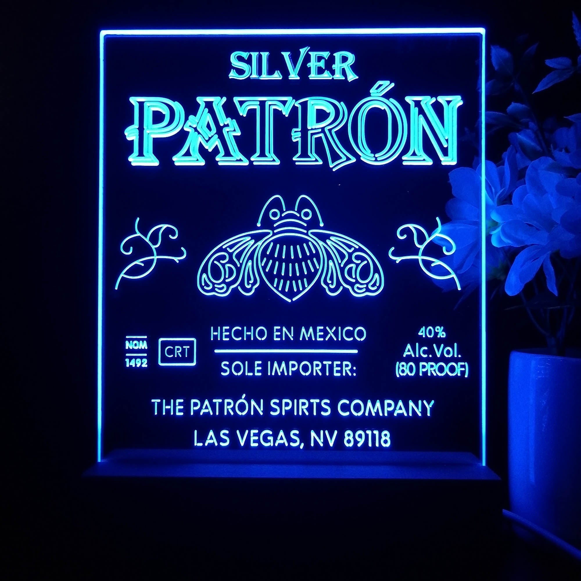 Patron Silver Tequila Night Light Neon Pub Bar Lamp