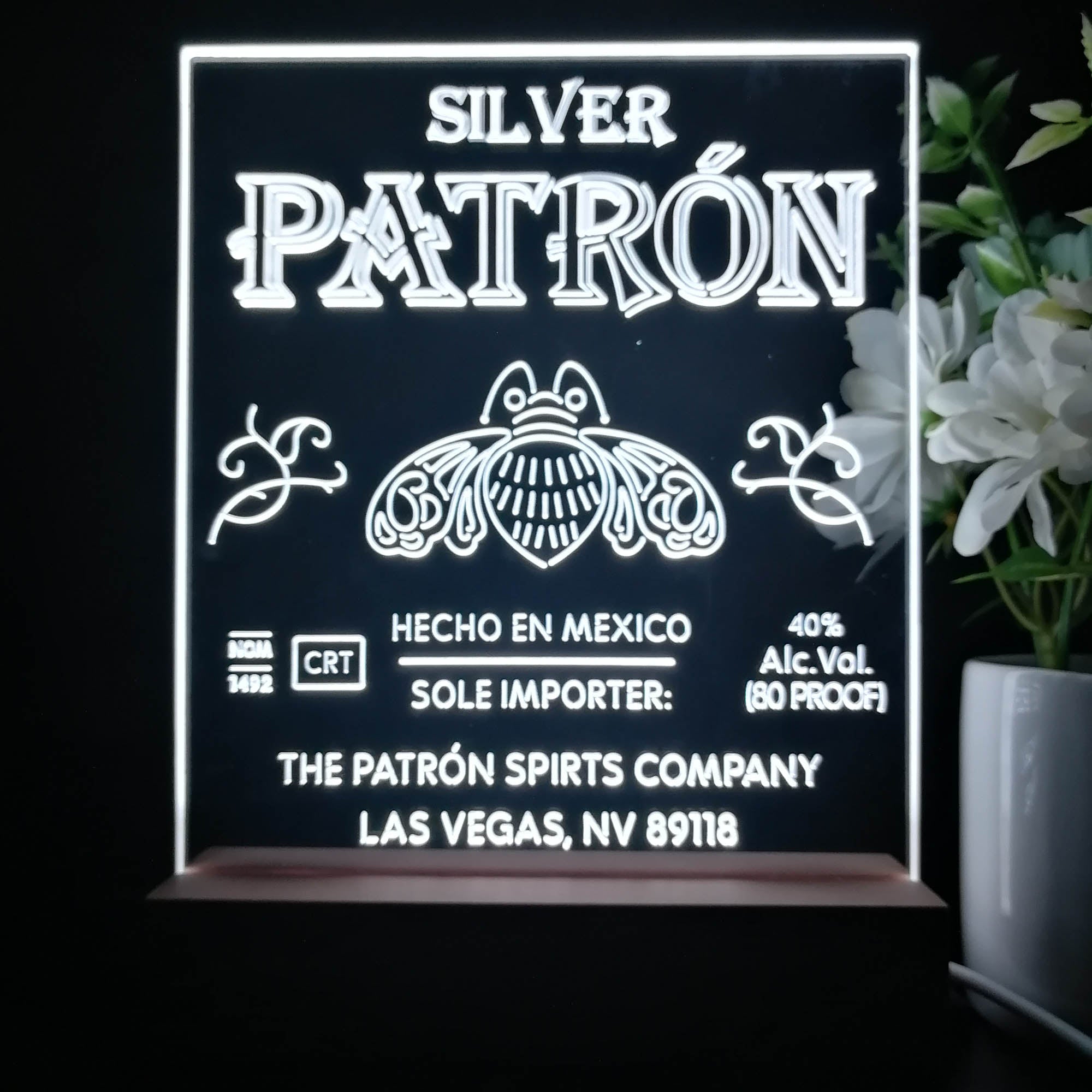 Patron Silver Tequila Night Light Neon Pub Bar Lamp