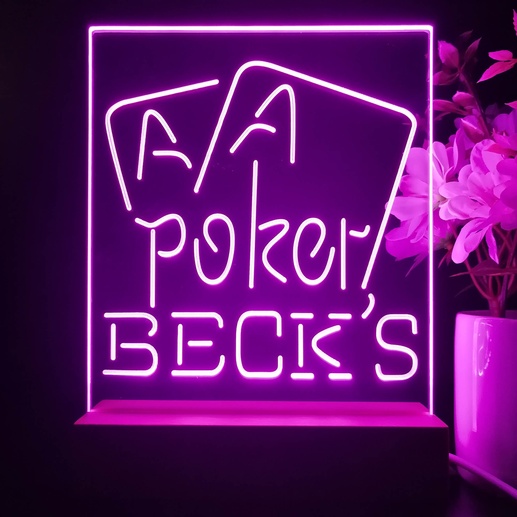 Beck's Poker Beer Night Light Neon Pub Bar Lamp