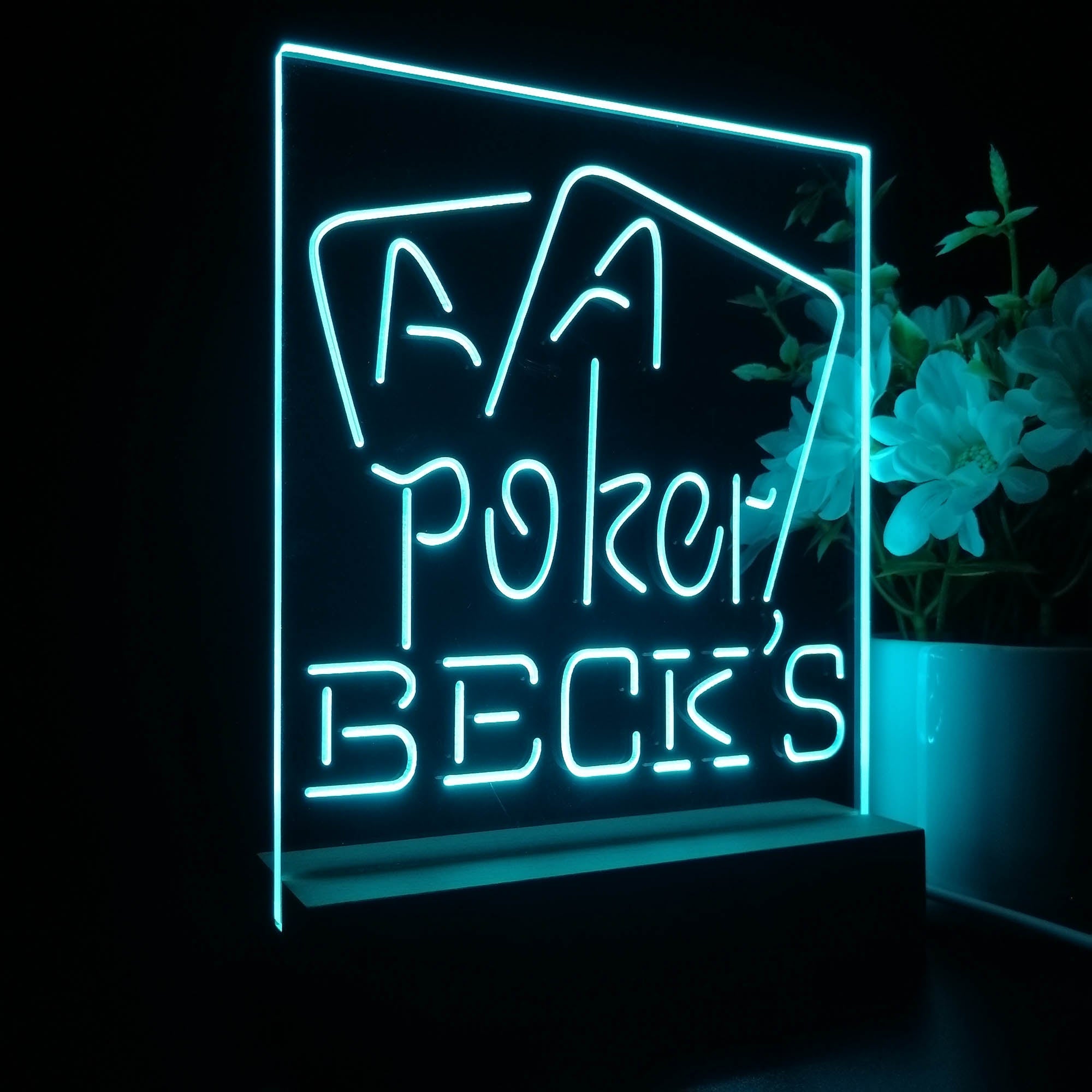 Beck's Poker Beer Night Light Neon Pub Bar Lamp