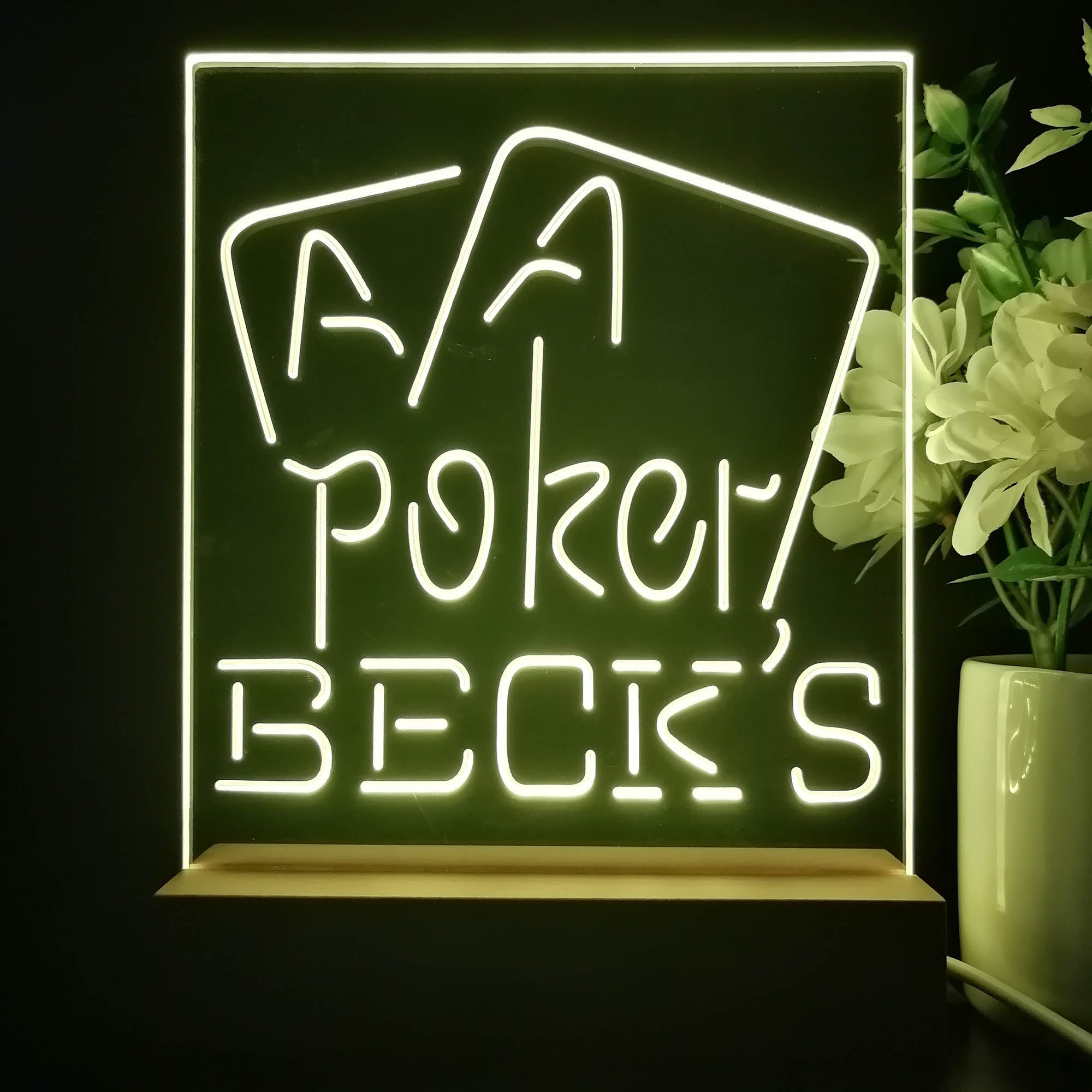 Beck's Poker Beer Night Light Neon Pub Bar Lamp