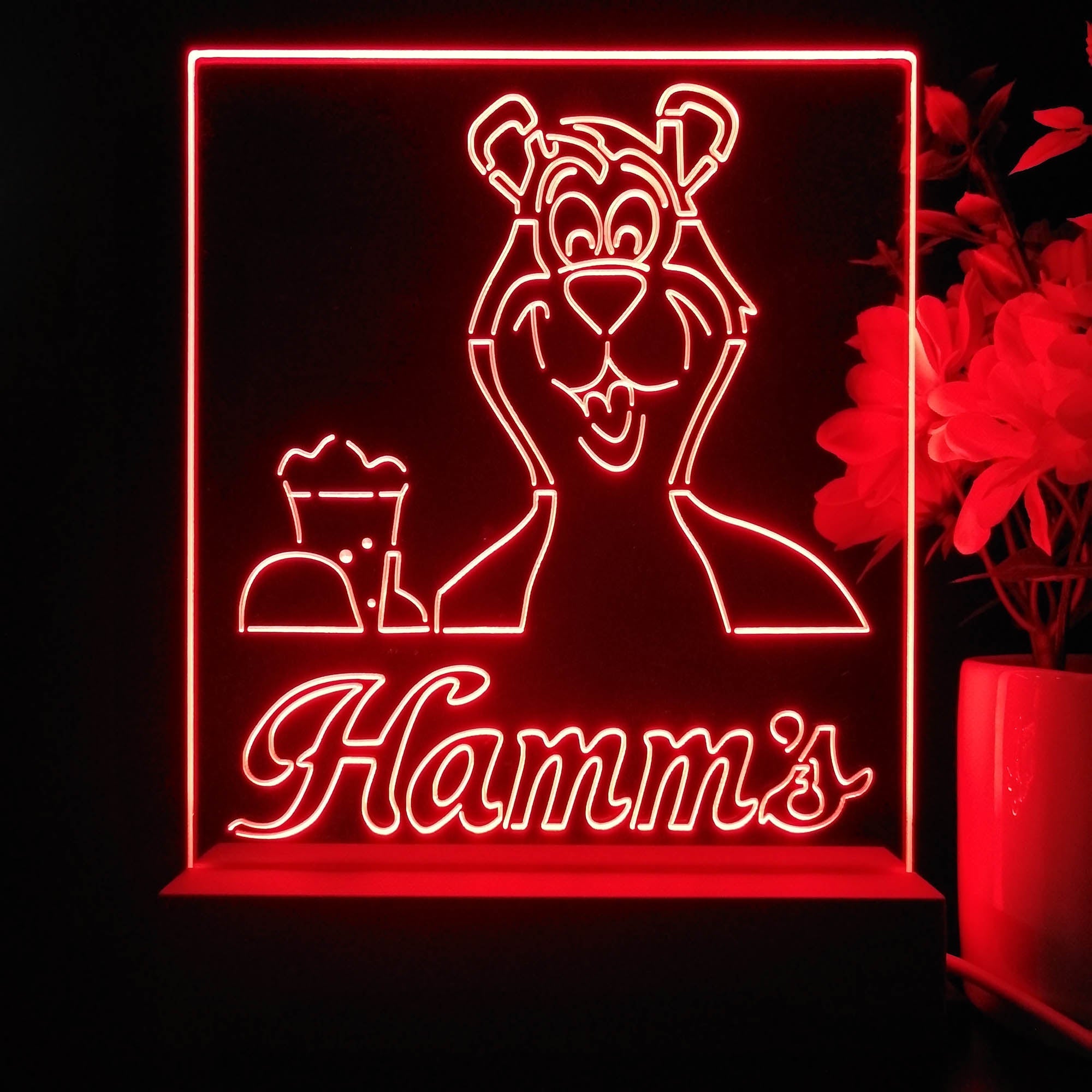 Hamm's Beer Bear Mug Night Light Neon Pub Bar Lamp