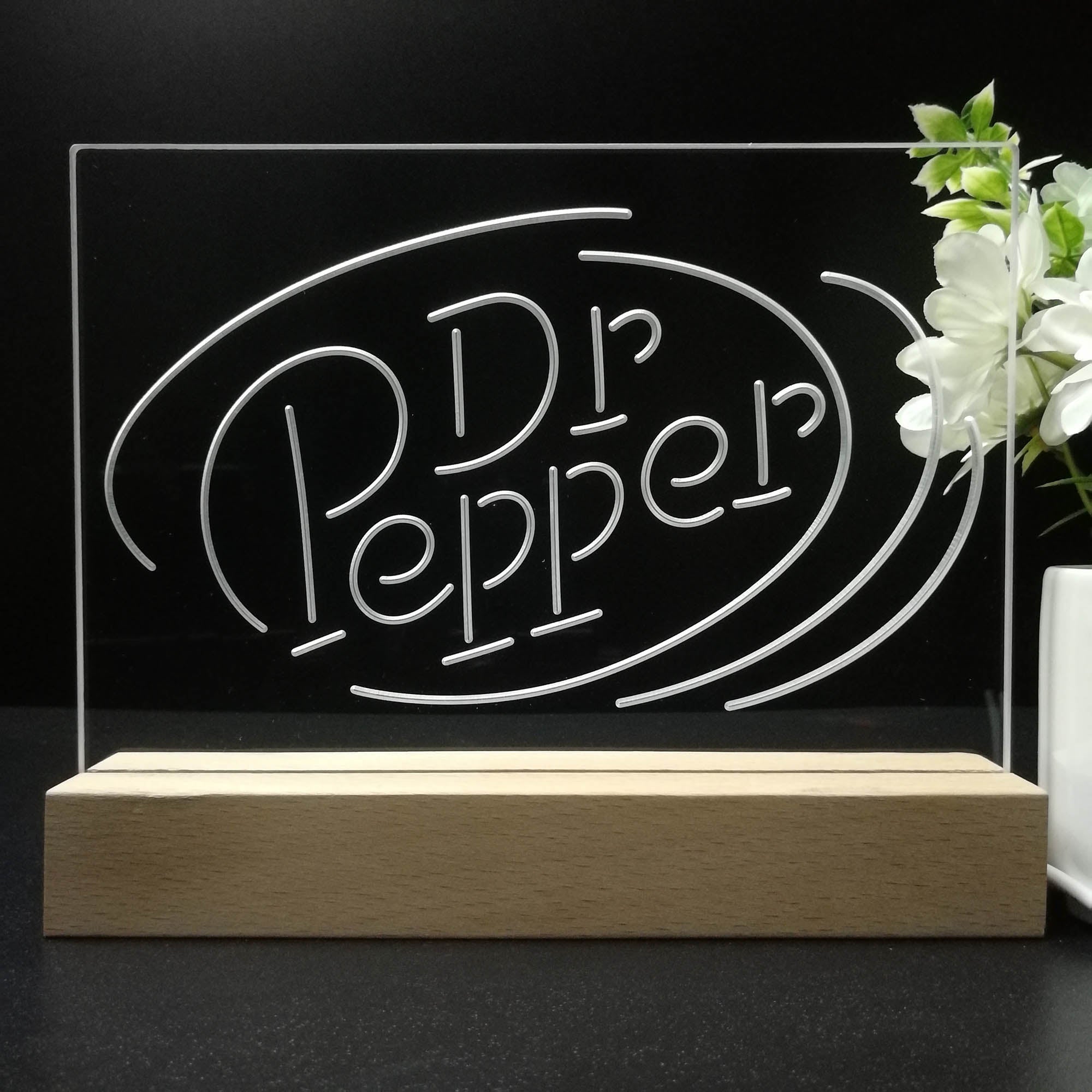 Dr Pepper Line Logo Neon Sign Pub Bar Decor Lamp