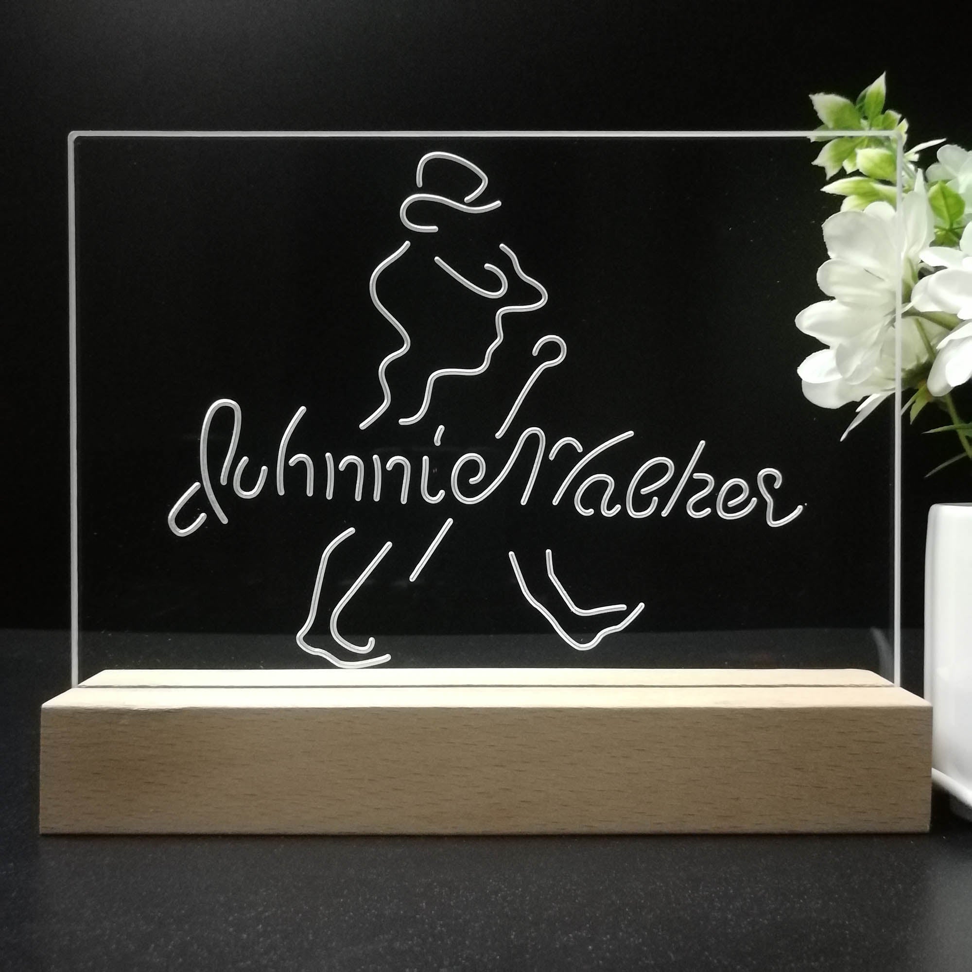 Johnnie Walker Line Logo Right Neon Sign Pub Bar Decor Lamp