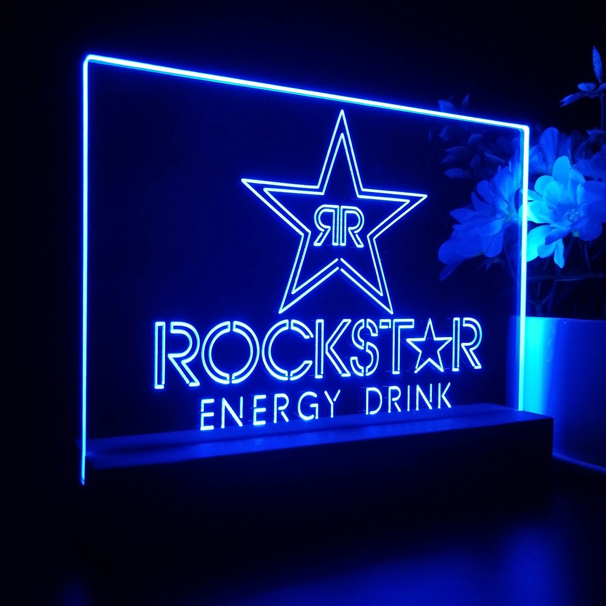 Rockstar Energy Drink Double Star Neon Sign Pub Bar Decor Lamp