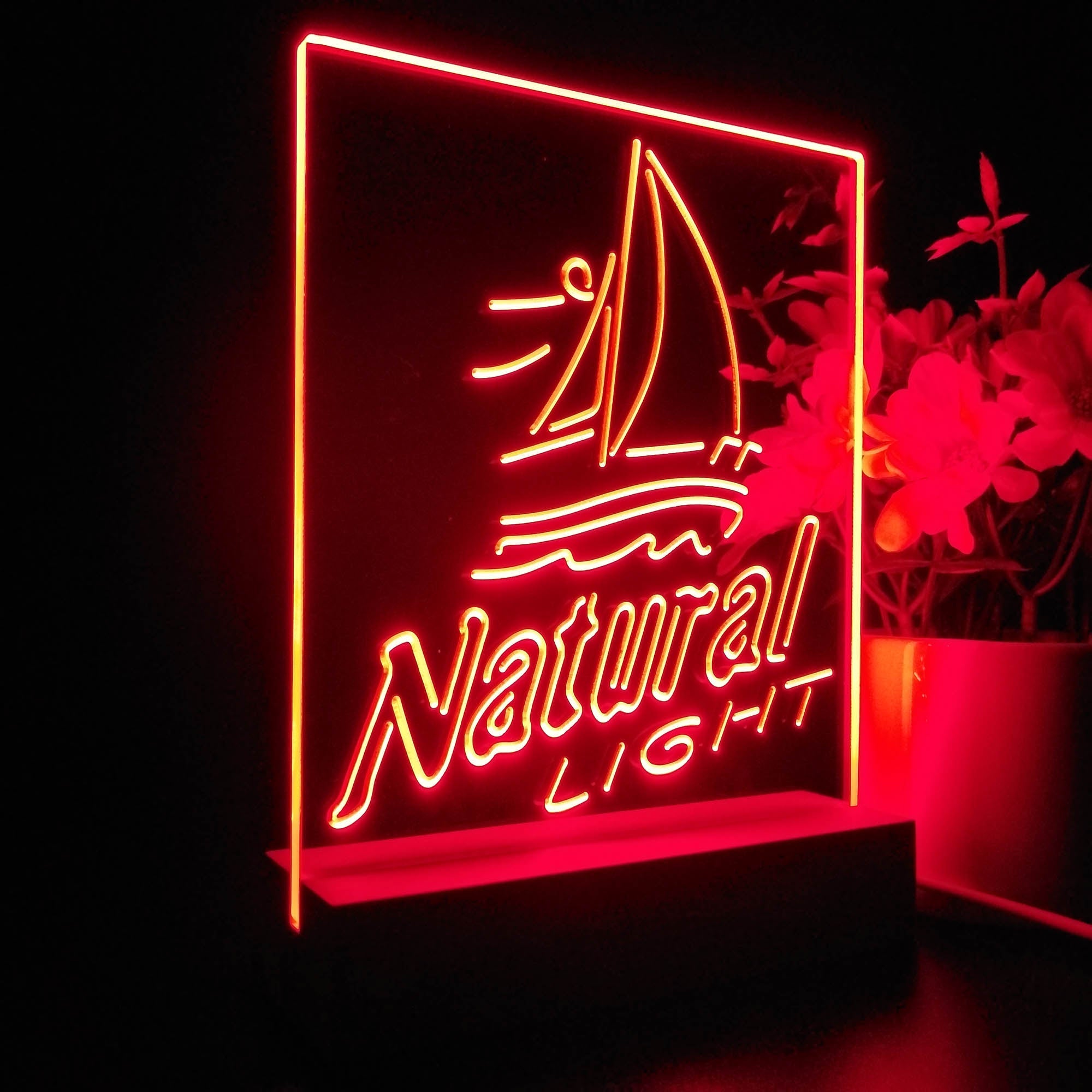 Natural Light Sailboat Night Light Neon Pub Bar Lamp