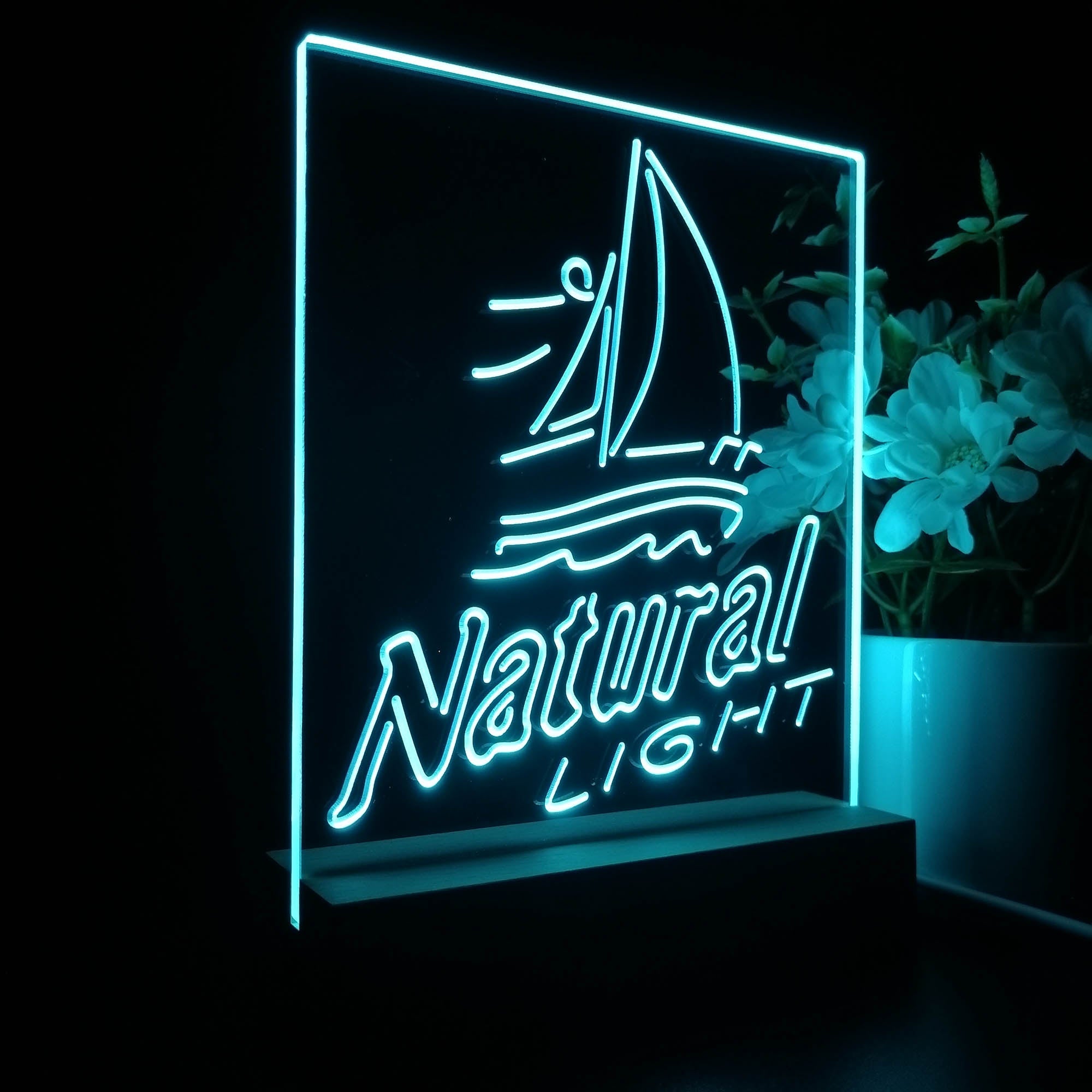 Natural Light Sailboat Night Light Neon Pub Bar Lamp