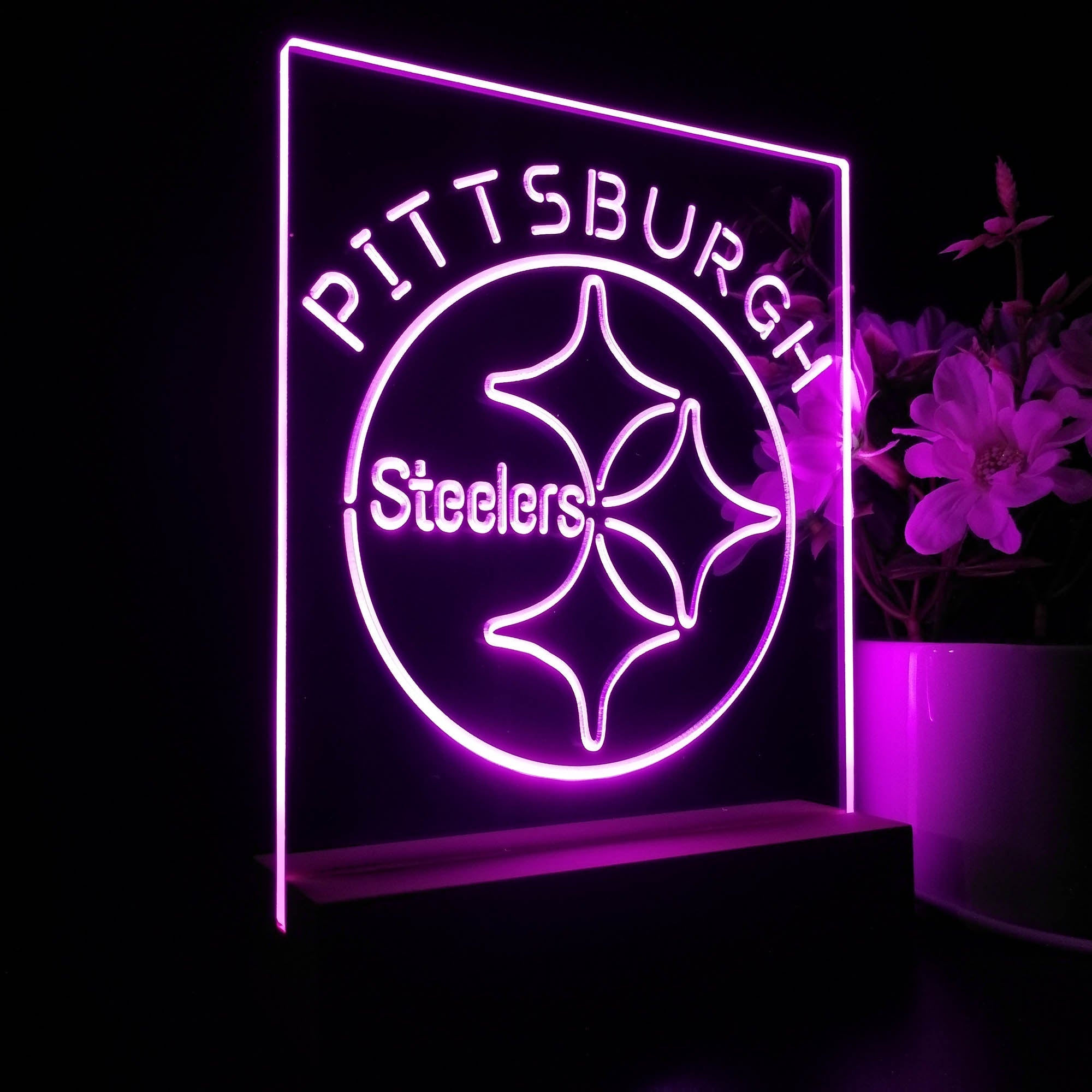 Pittsburgh Steelers Neon Sign Table Top Lamp