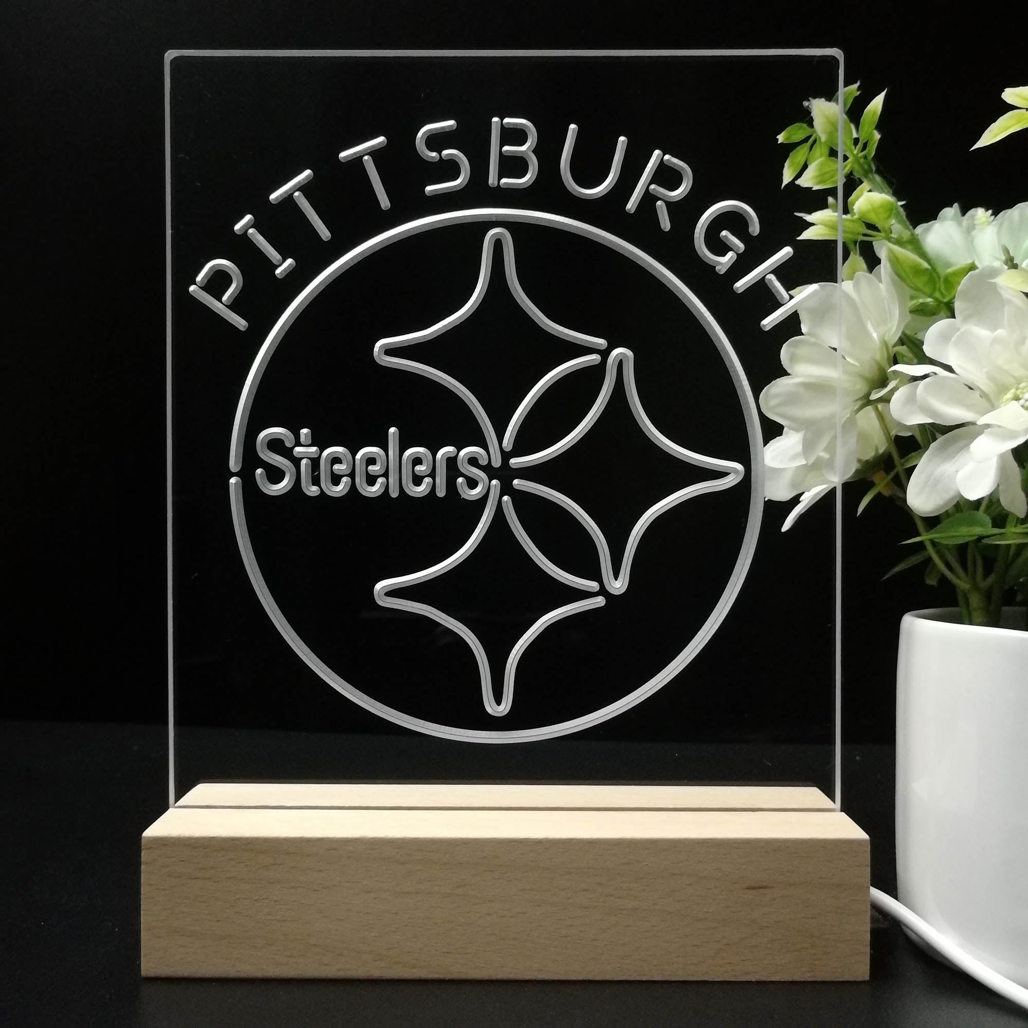 Pittsburgh Steelers Neon Sign Table Top Lamp