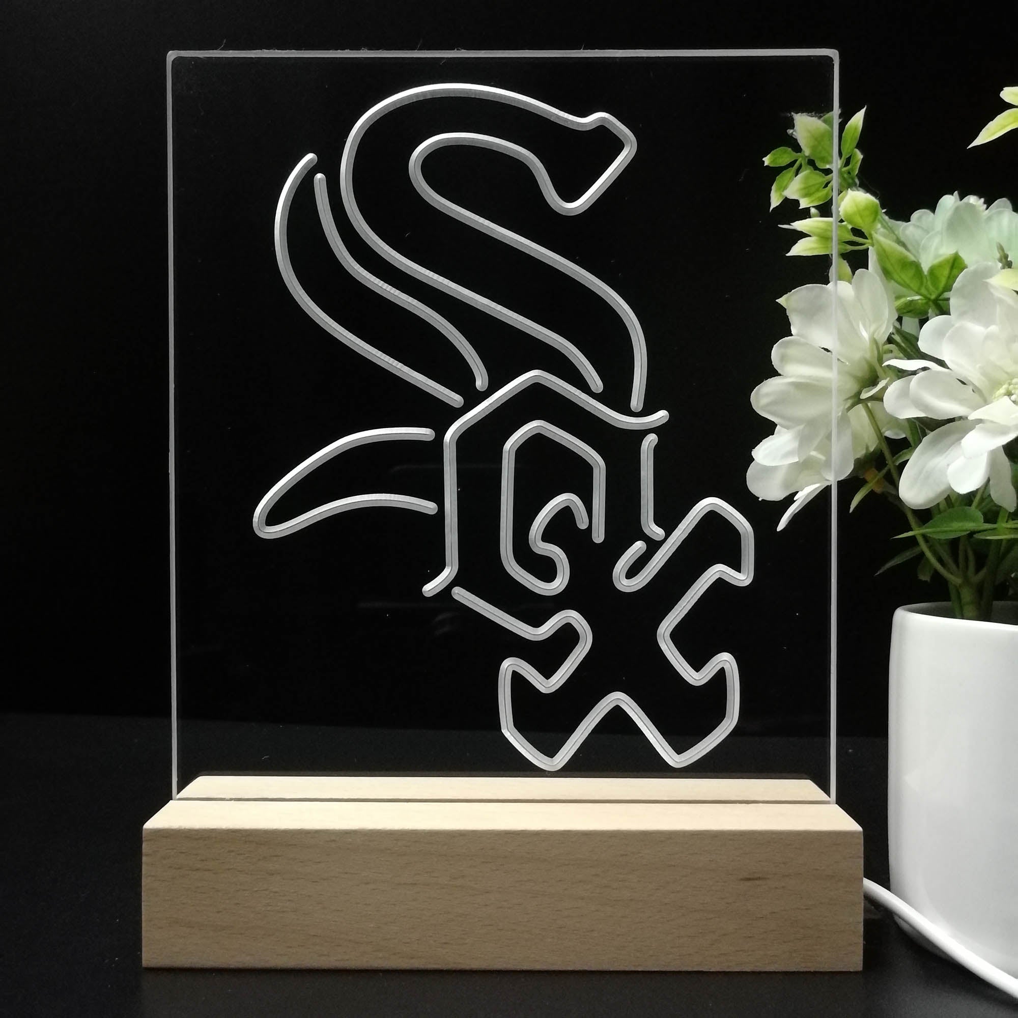 Chicago White Sox Neon Sign Table Top Lamp