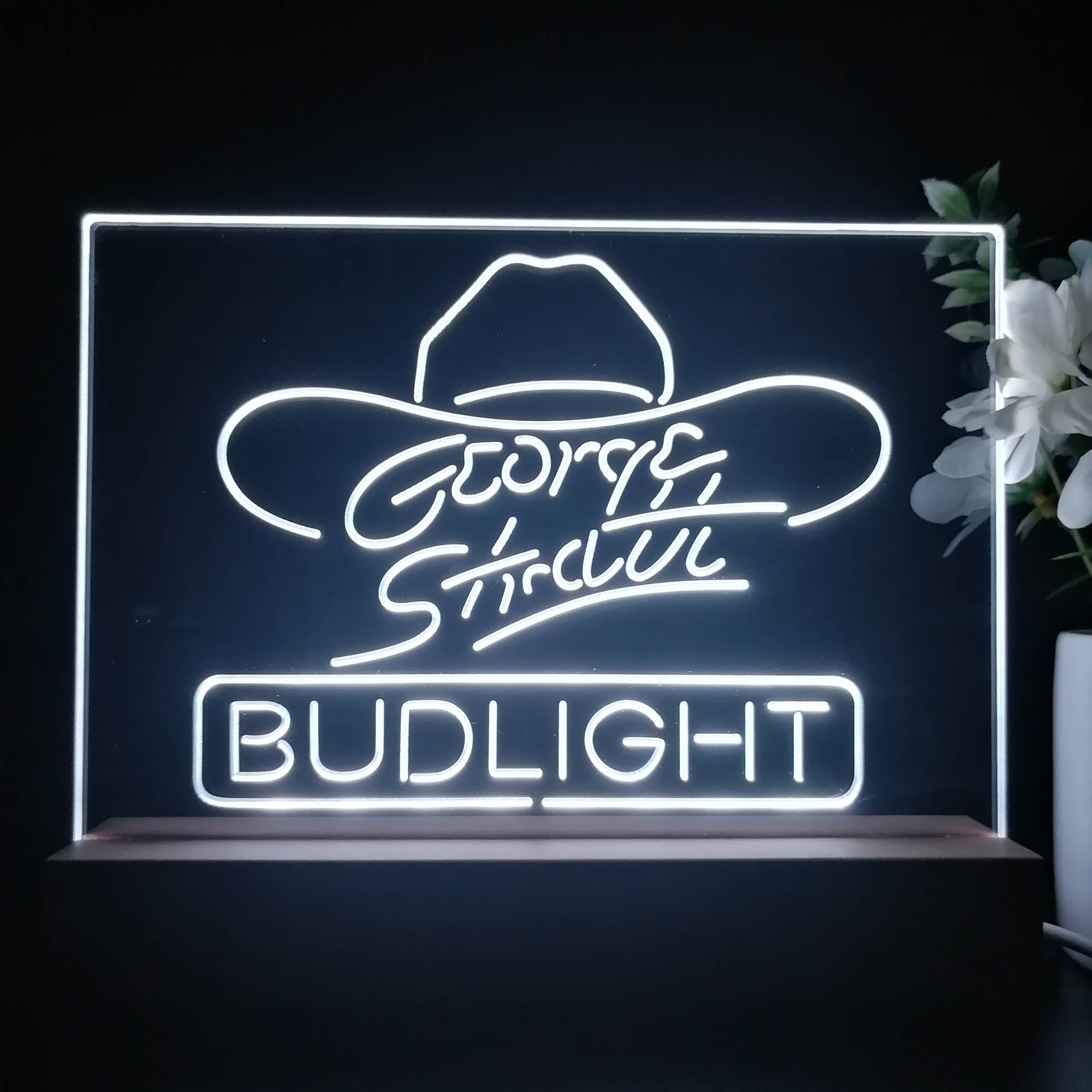 Bud Light Cowboys Hat 3D Illusion Night Light Desk Lamp