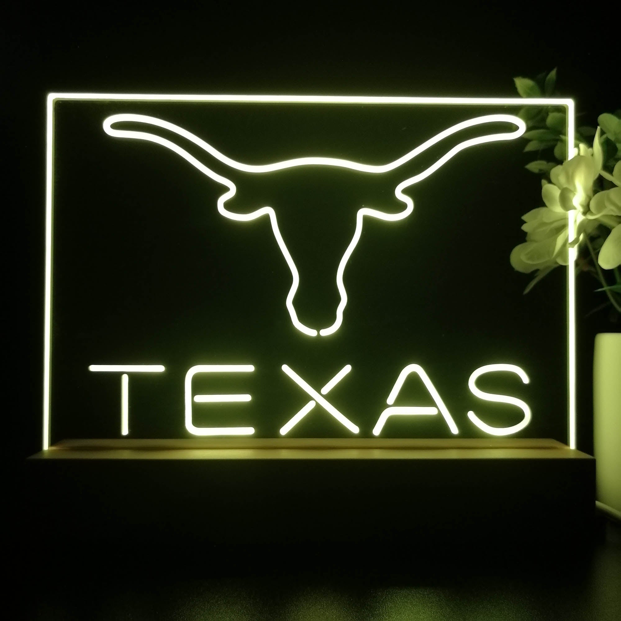 Texas Longhorns 3D Illusion Night Light Desk Lamp