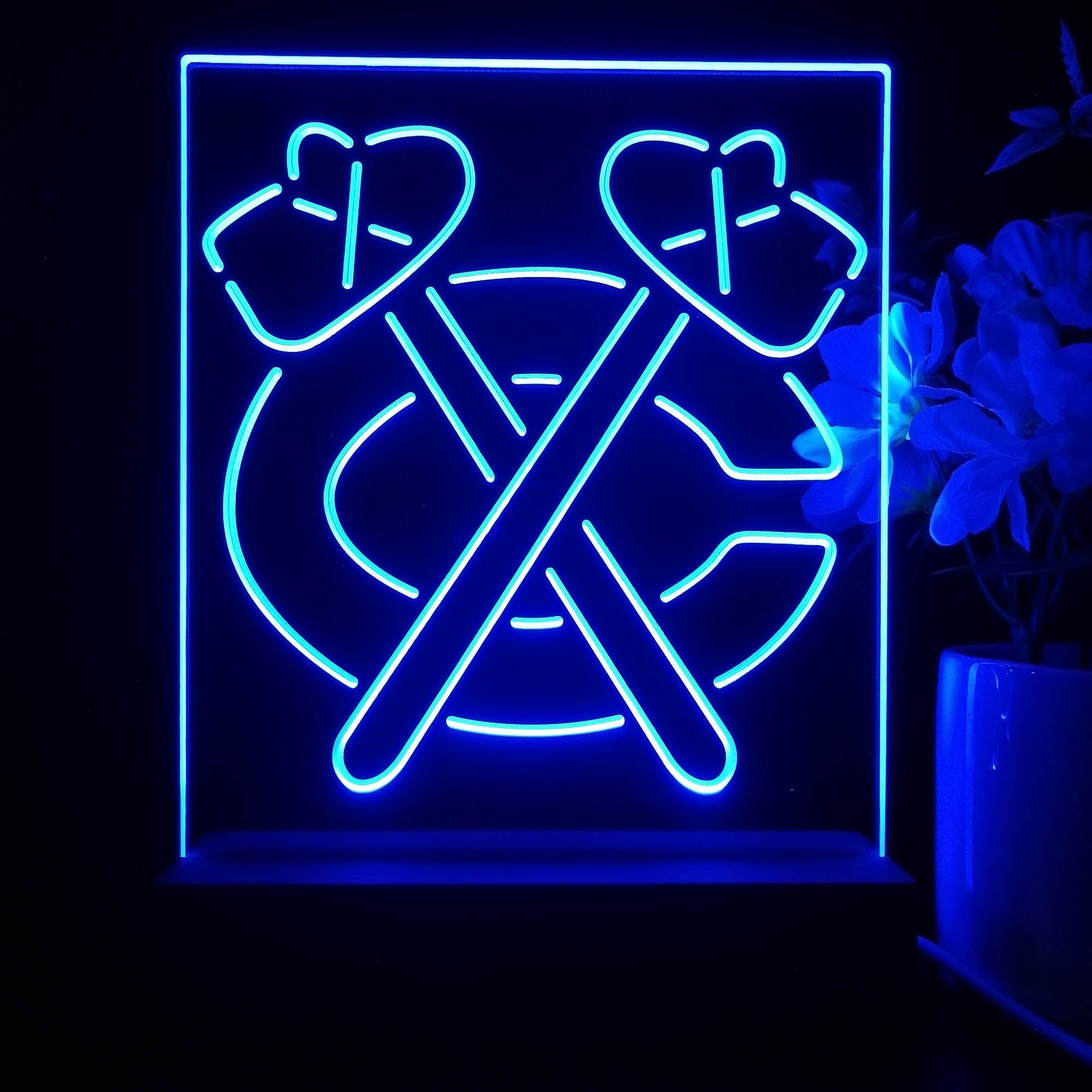 Chicago Blackhawks Neon Sign Table Top Lamp