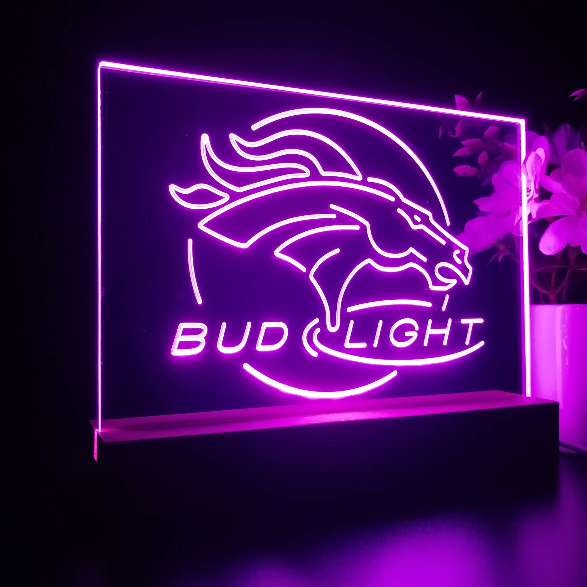 Broncos Denver Bud Light 3D Illusion Night Light Desk Lamp