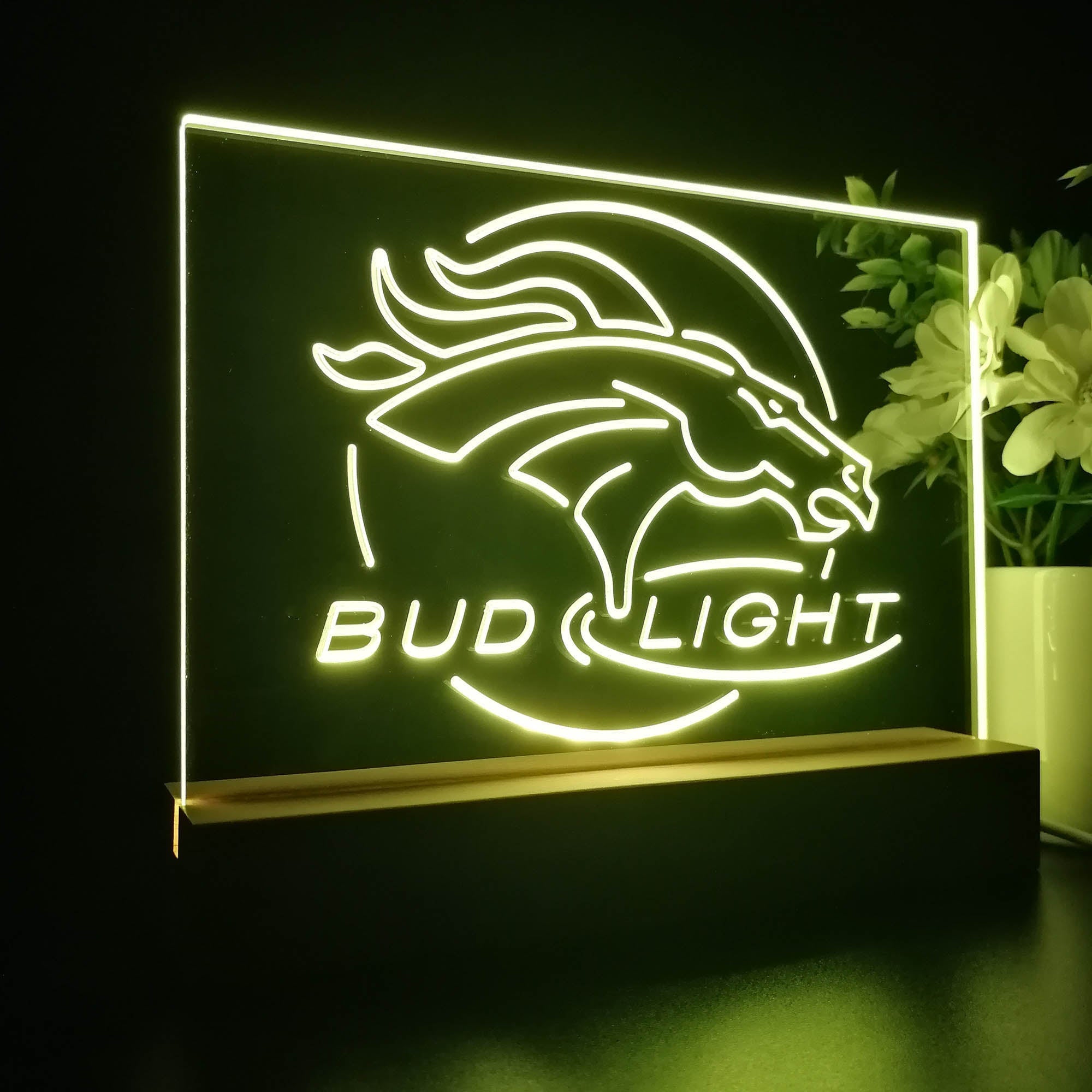 Broncos Denver Bud Light 3D Illusion Night Light Desk Lamp