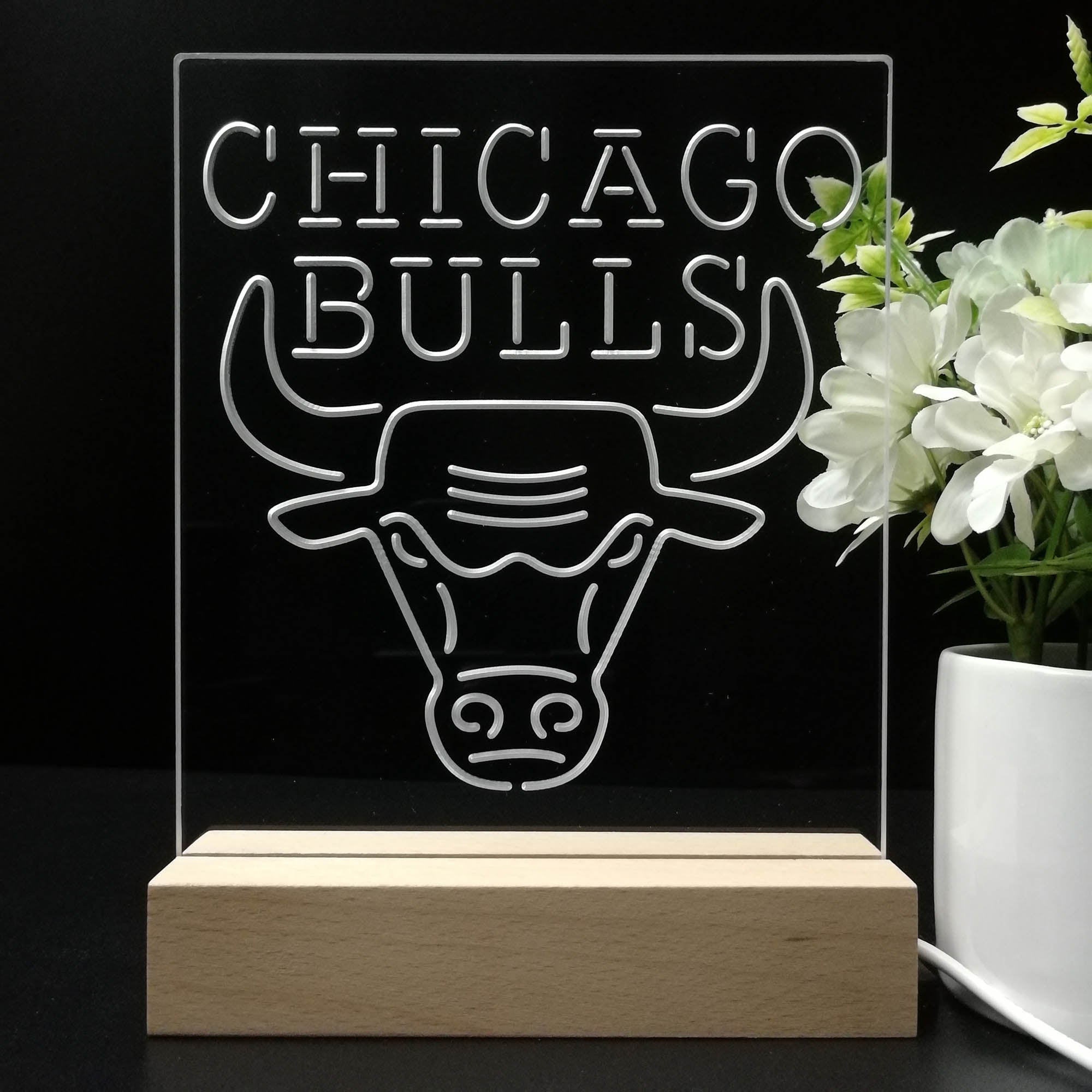 Chicago Bulls Neon Sign Table Top Lamp