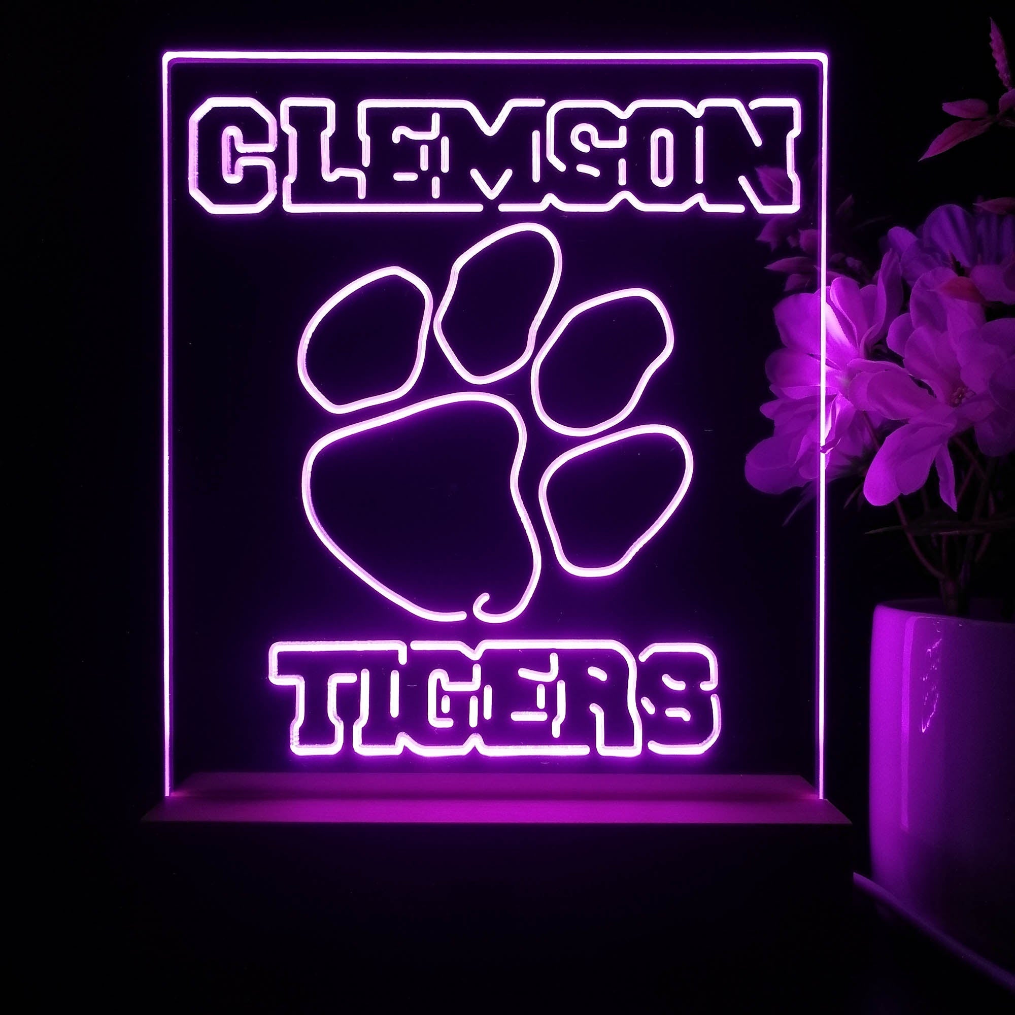 Clemson Tigers Neon Sign Table Top Lamp