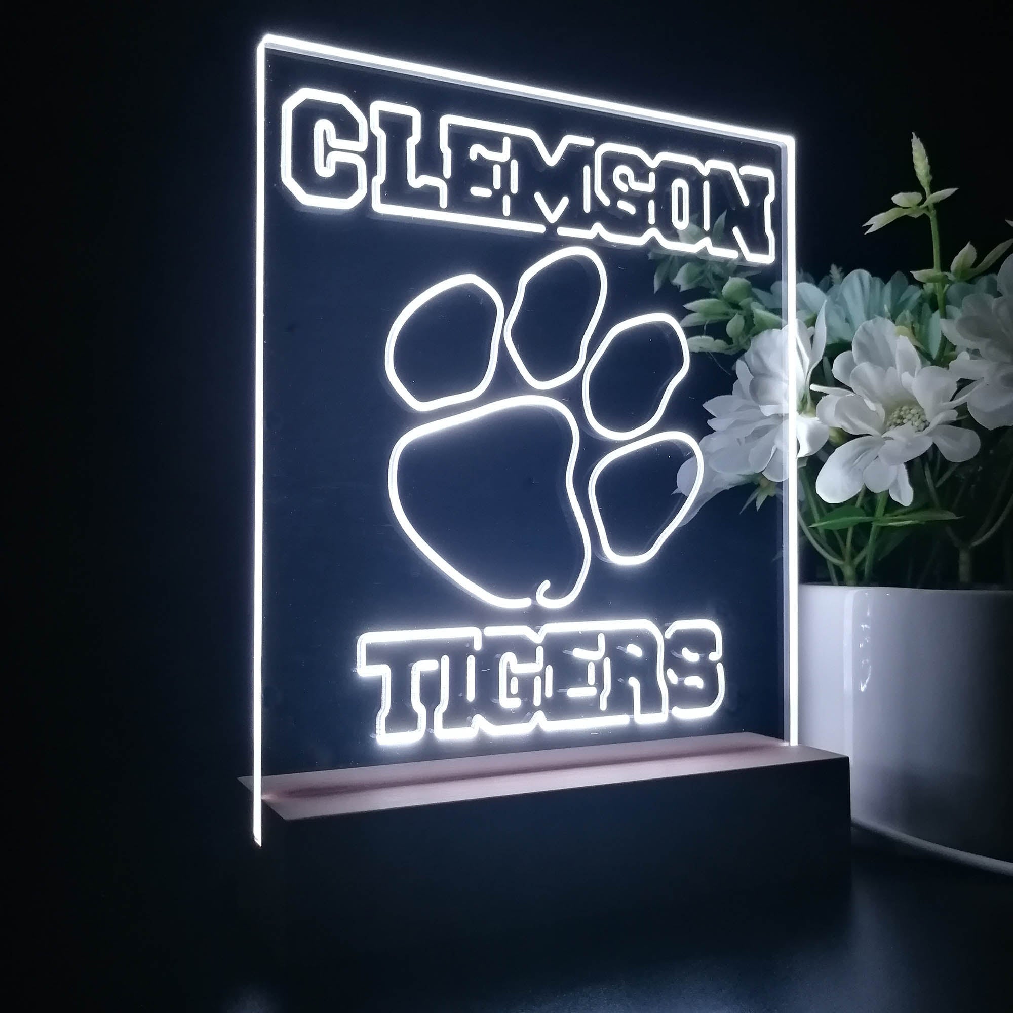 Clemson Tigers Neon Sign Table Top Lamp
