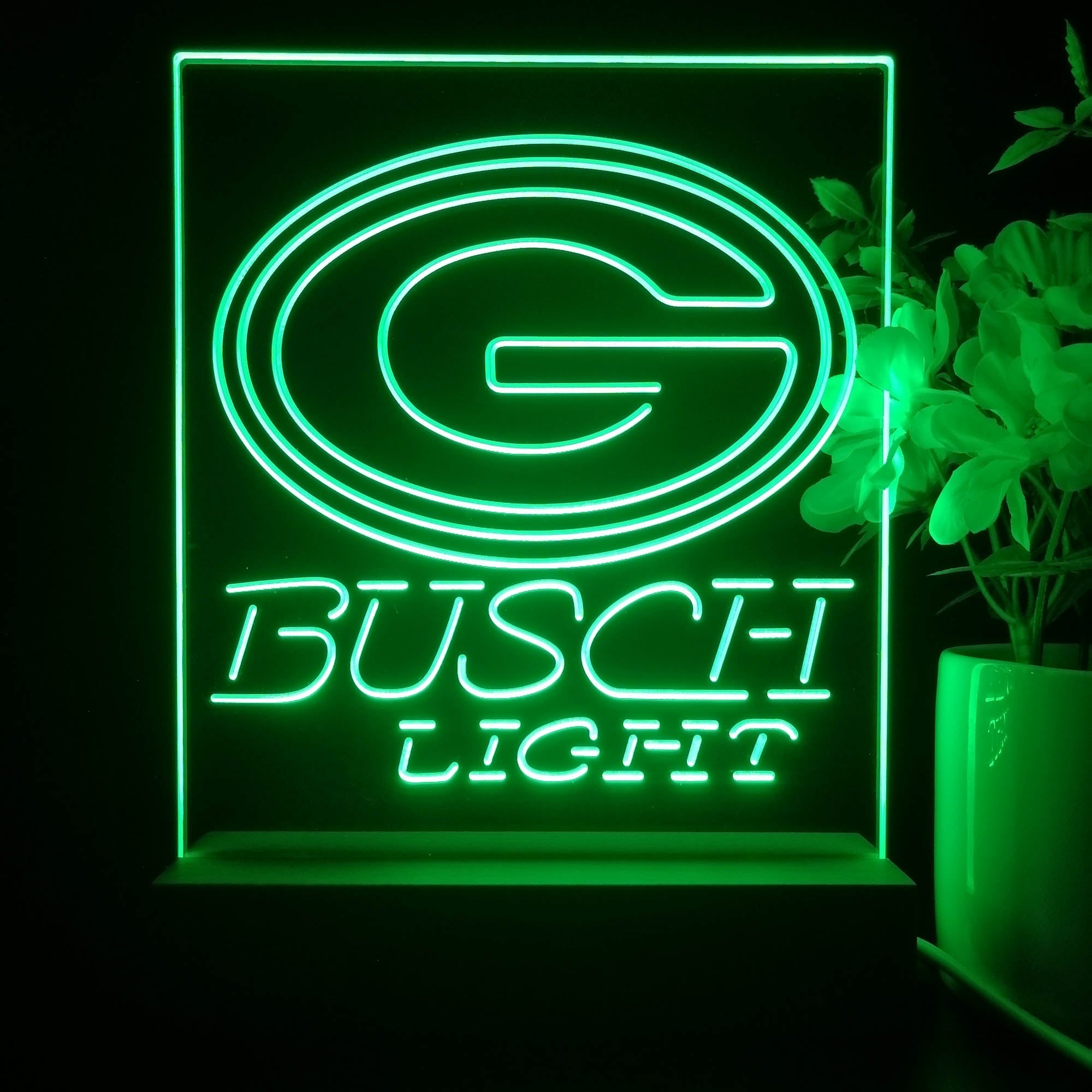 Green Bay Packers Busch Light Neon Sign Table Top Lamp