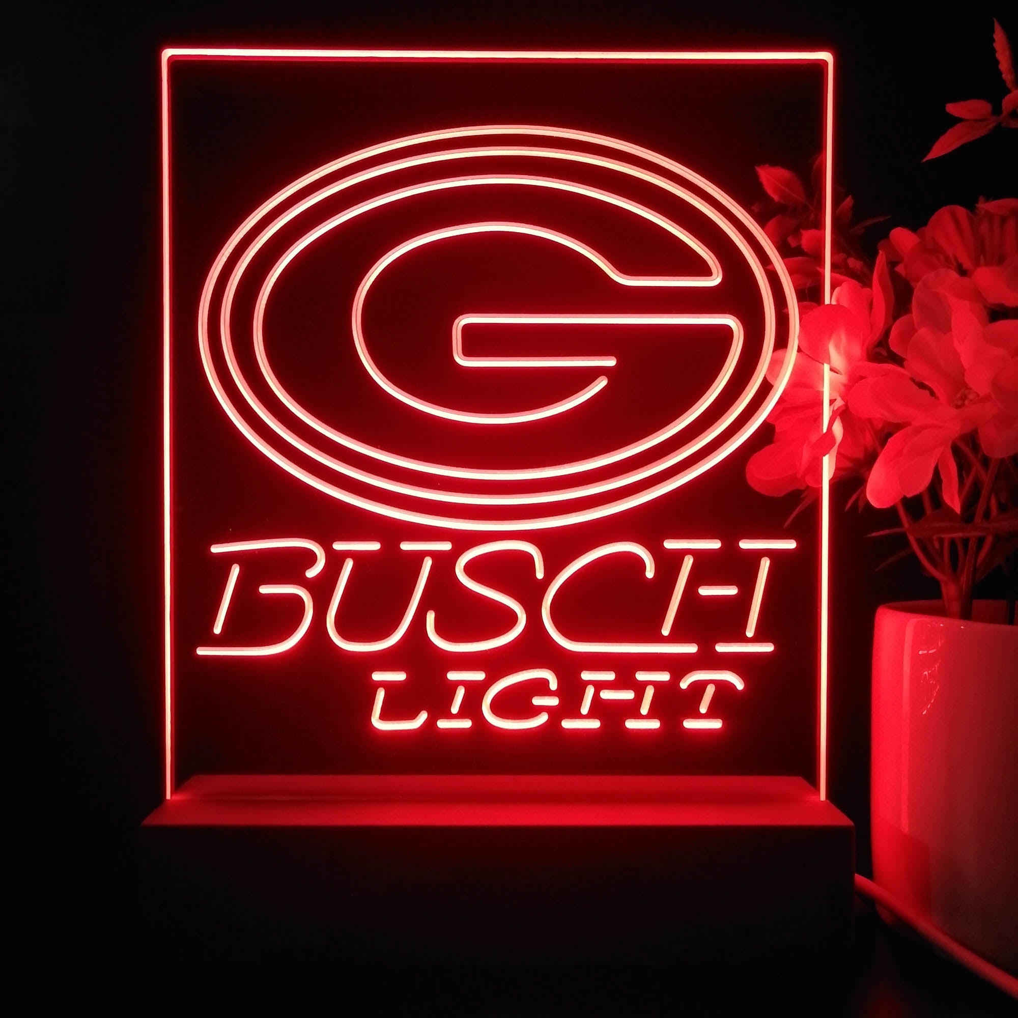 Green Bay Packers Busch Light Neon Sign Table Top Lamp