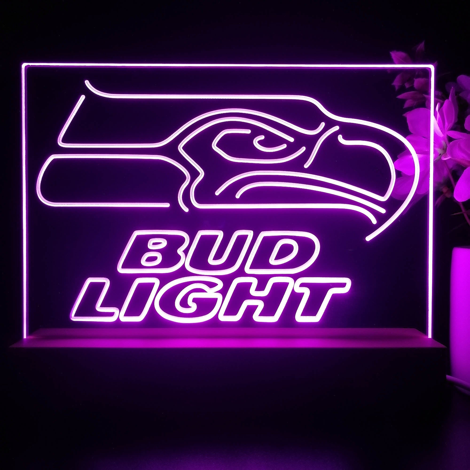 Seattle Seahawks Bud Light 3D Illusion Night Light Desk Lamp