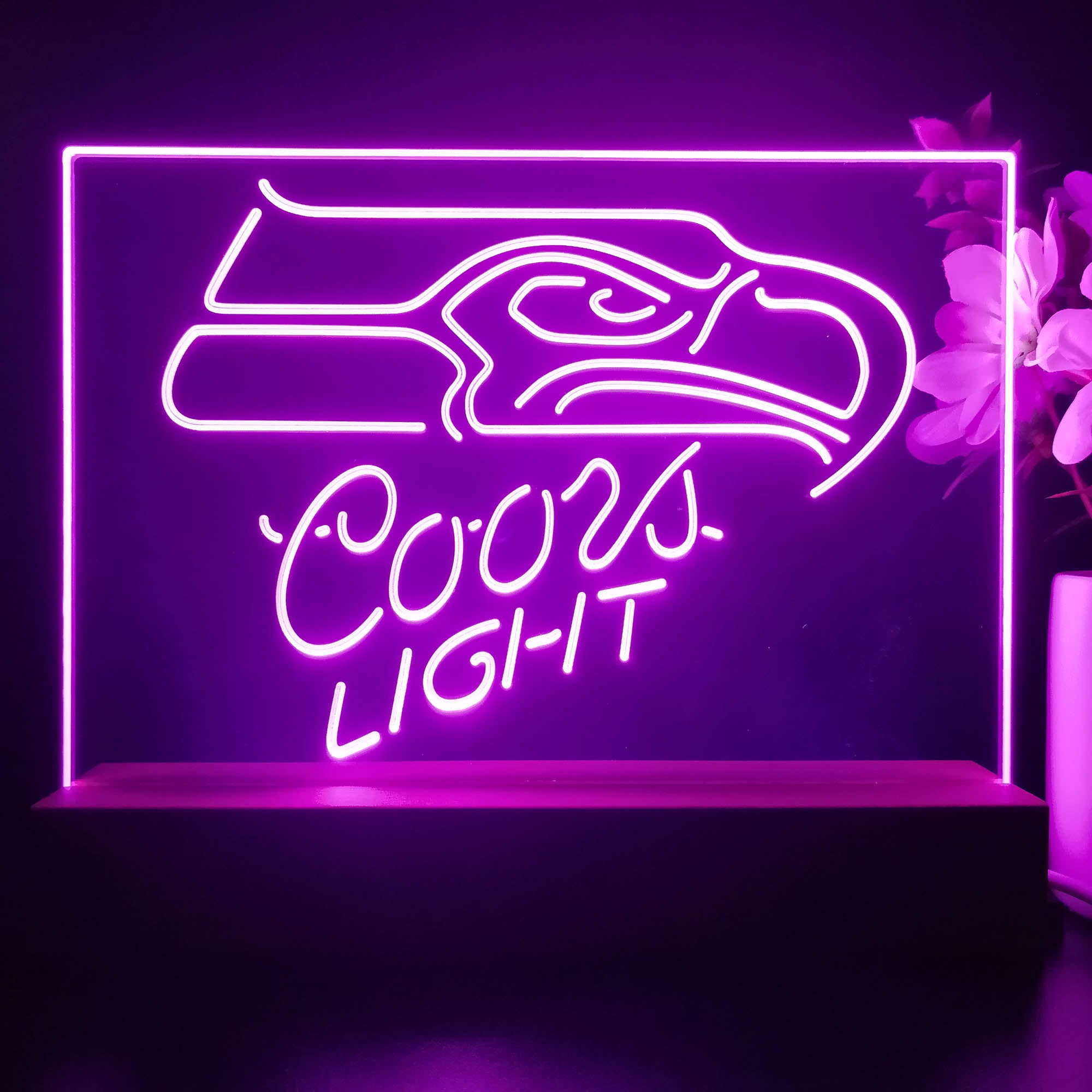 Seattle Seahawks Coors Light 3D Illusion Night Light Desk Lamp