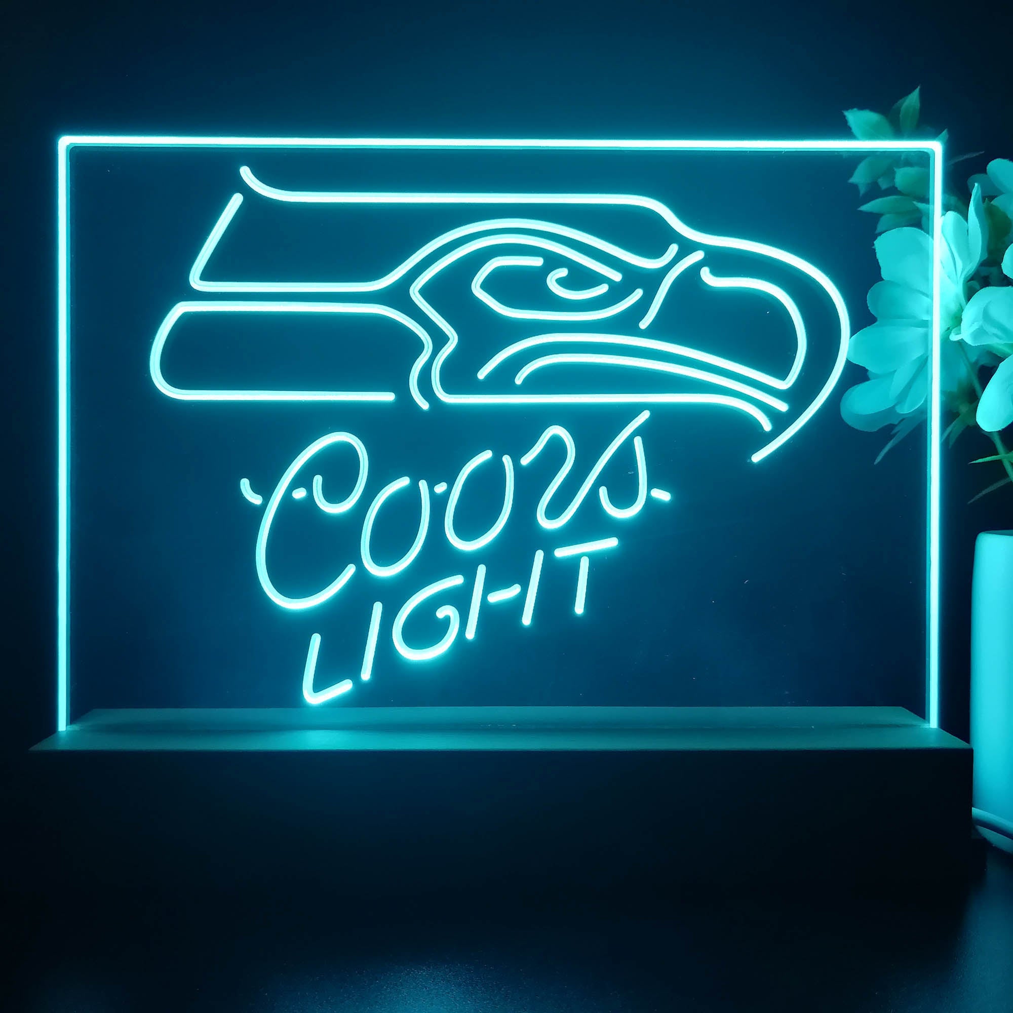 Seattle Seahawks Coors Light 3D Illusion Night Light Desk Lamp