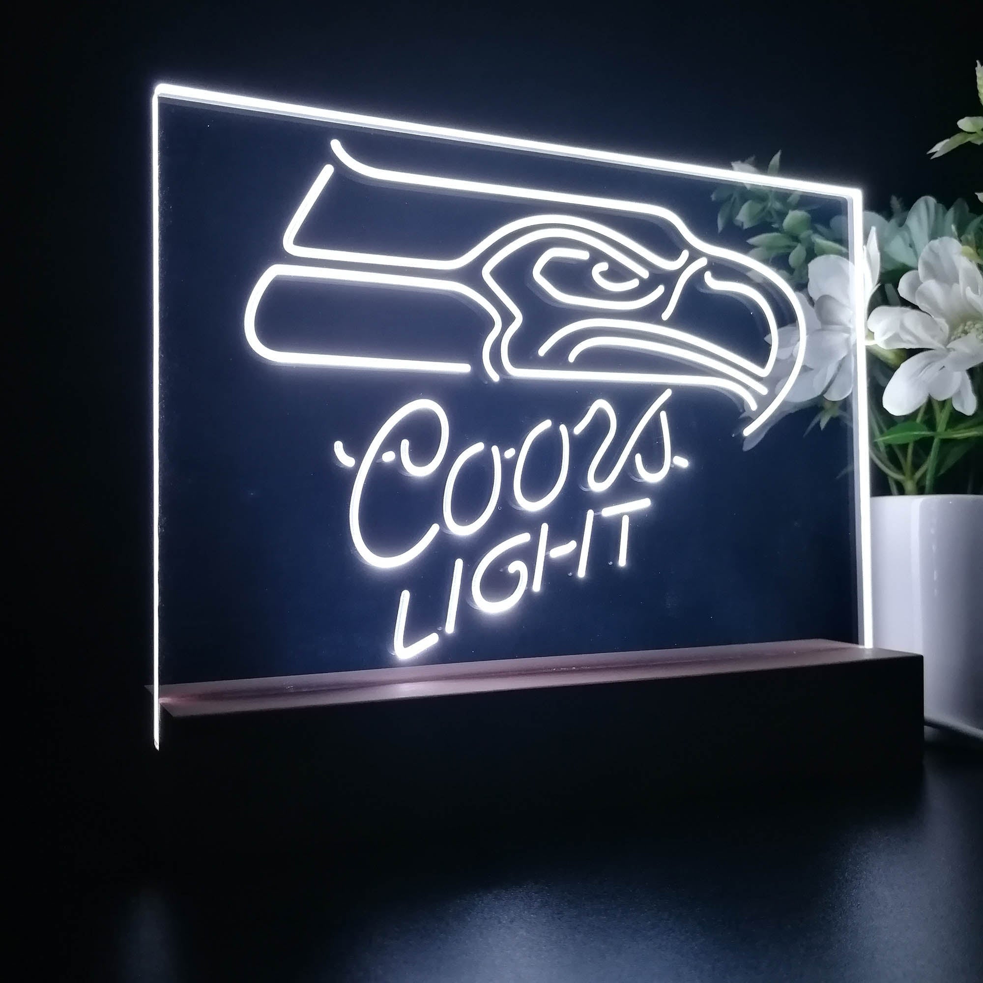 Seattle Seahawks Coors Light 3D Illusion Night Light Desk Lamp