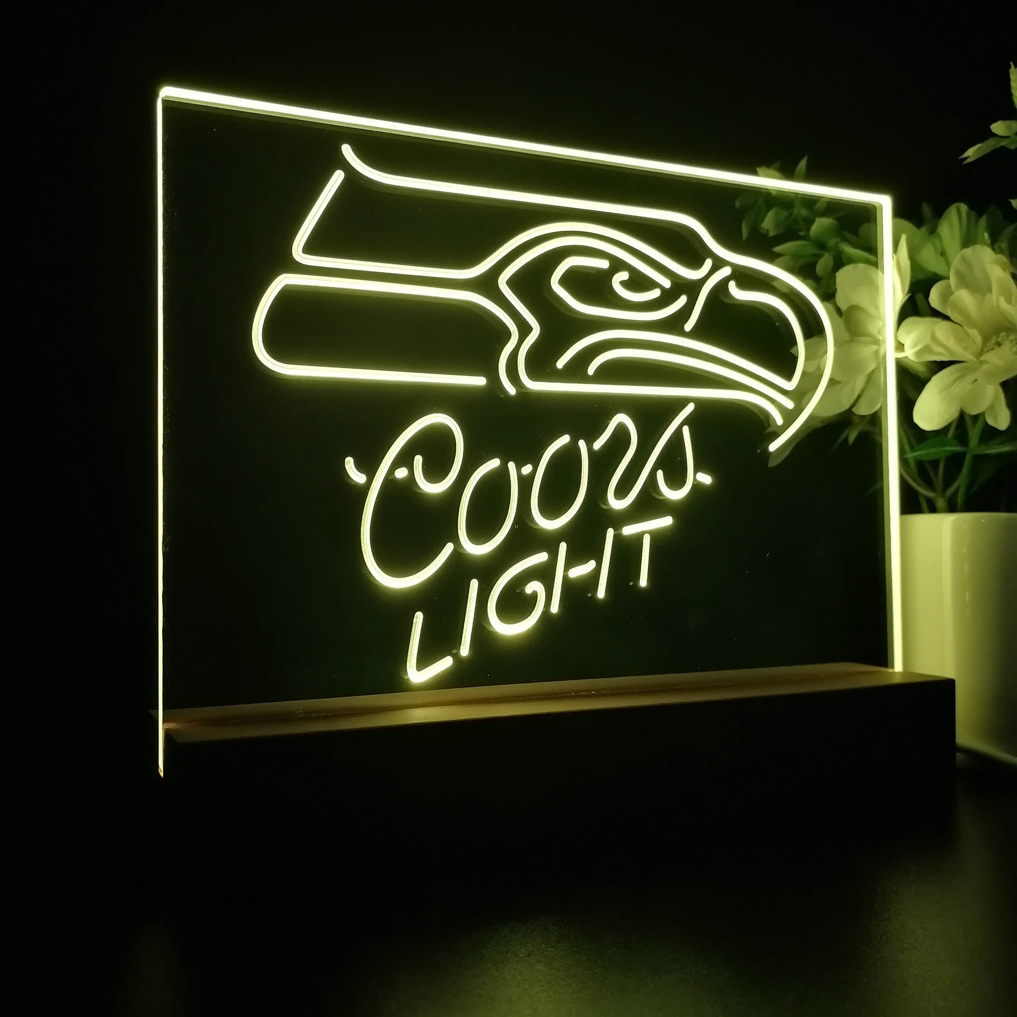 Seattle Seahawks Coors Light 3D Illusion Night Light Desk Lamp
