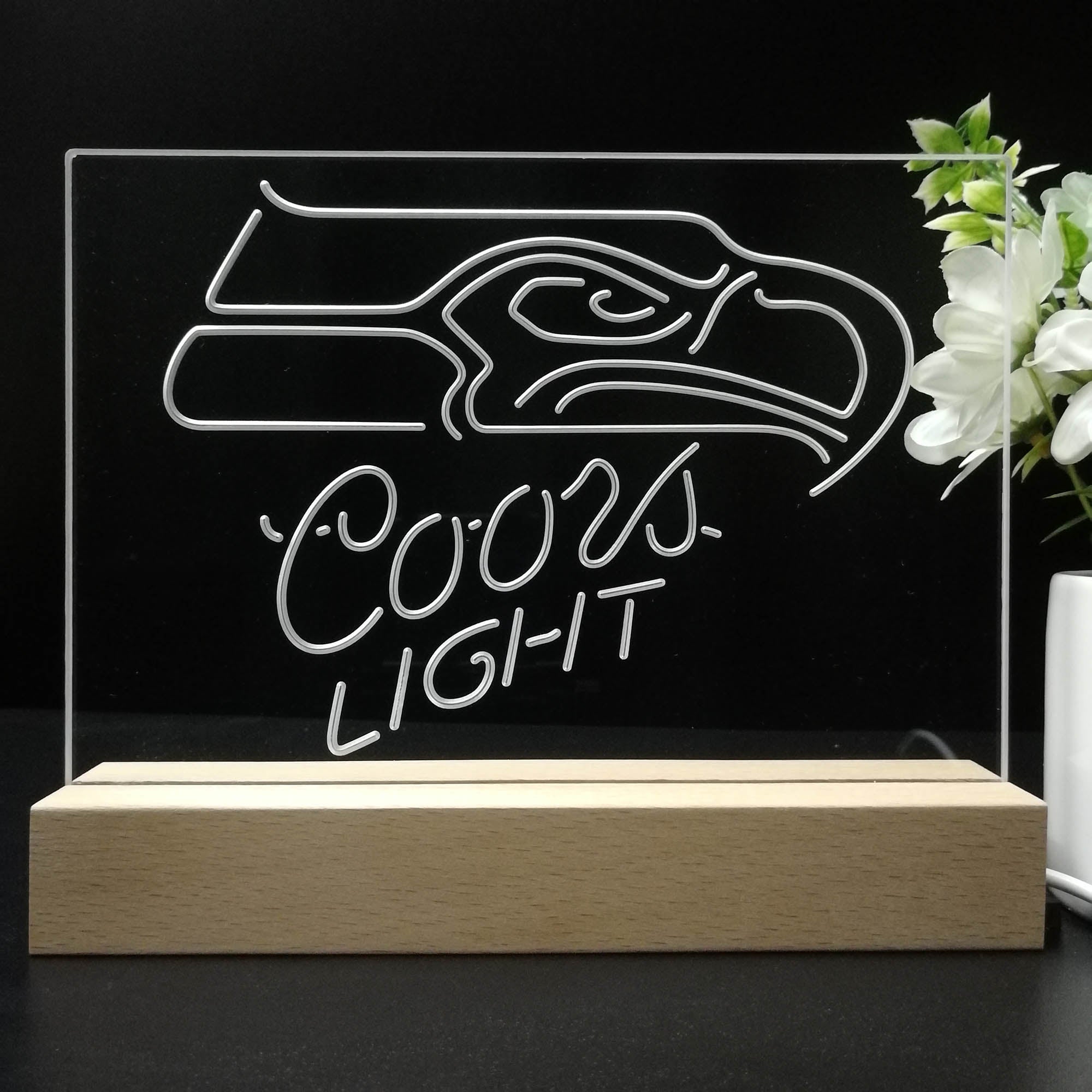 Seattle Seahawks Coors Light 3D Illusion Night Light Desk Lamp