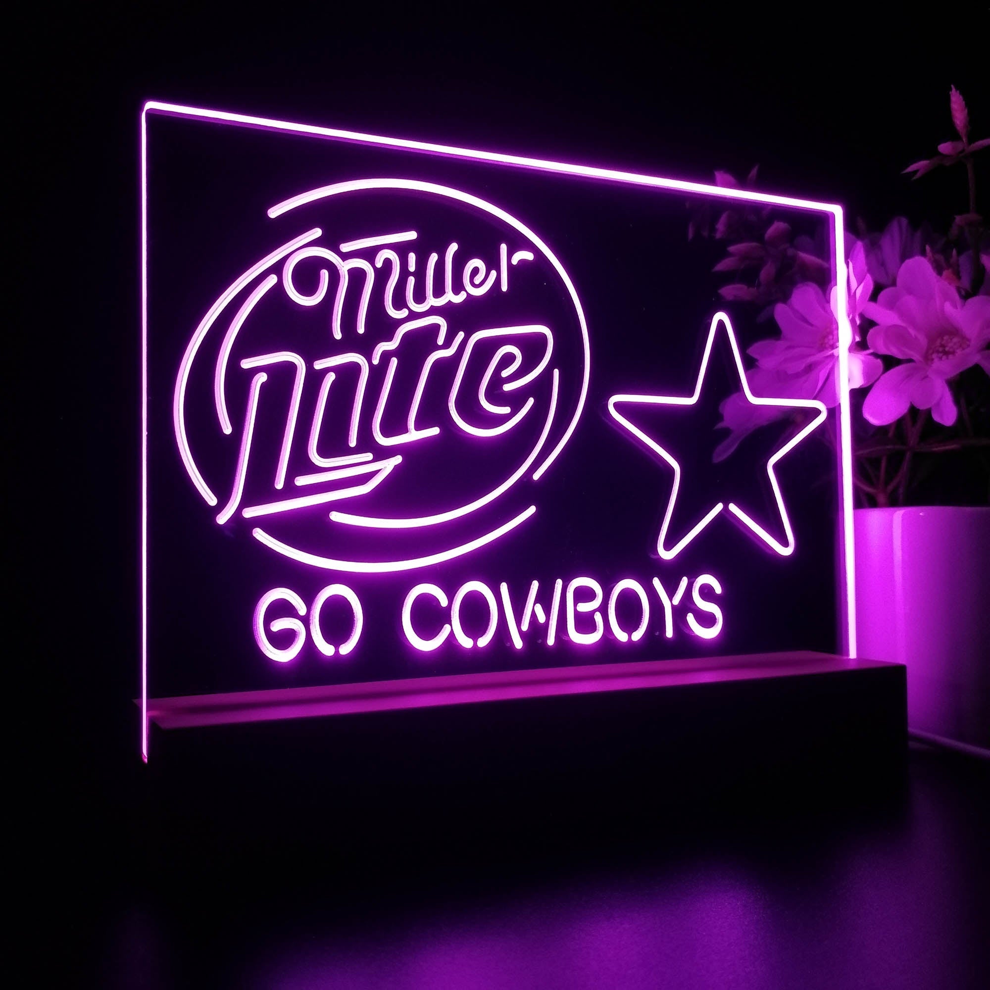 Dallas Cowboys Go Miller Lite 3D Illusion Night Light Desk Lamp