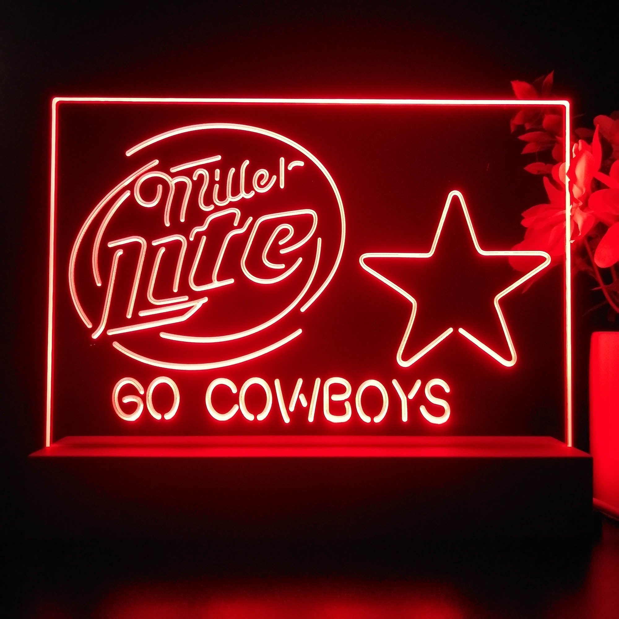 Dallas Cowboys Go Miller Lite 3D Illusion Night Light Desk Lamp