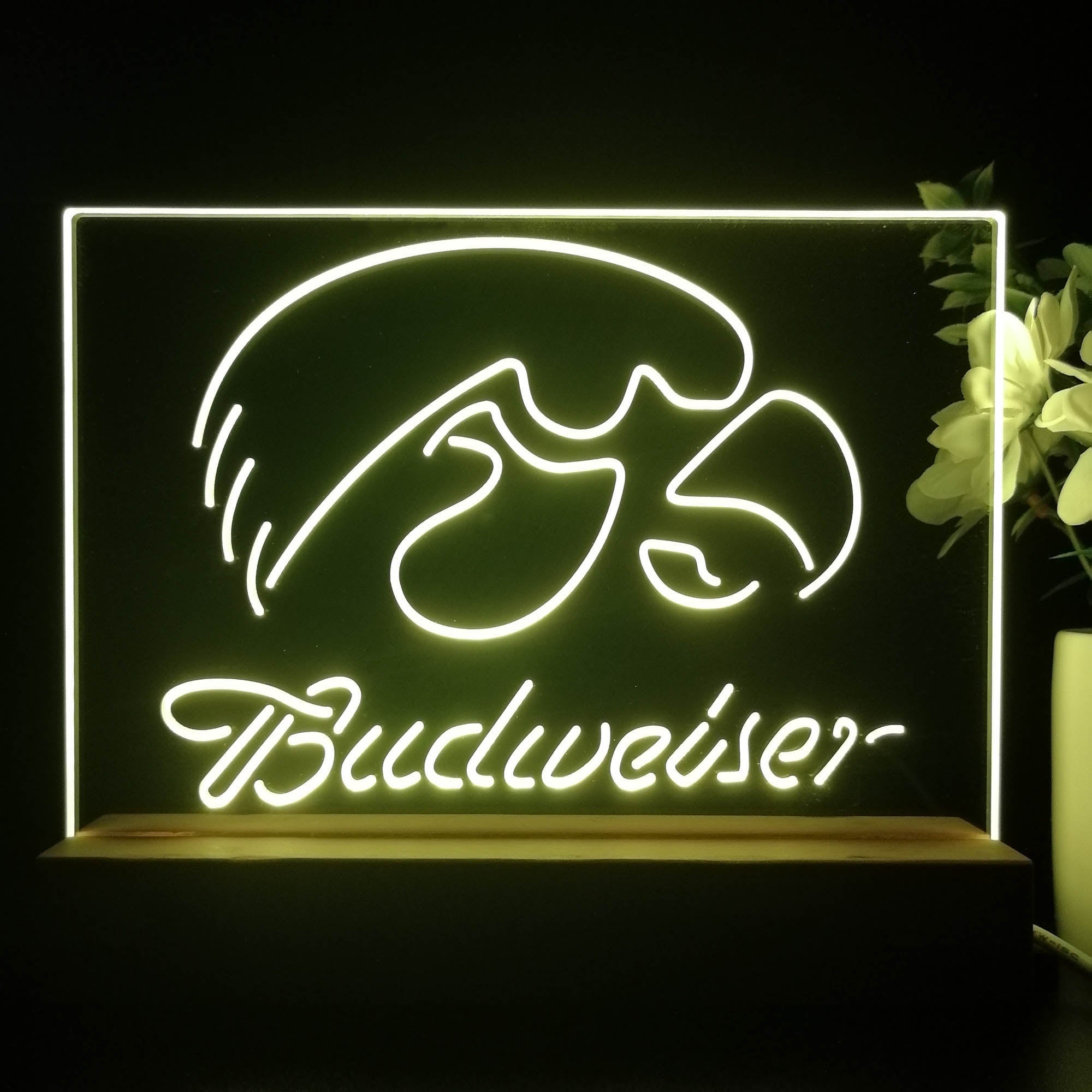 University Of Lowa Budweiser 3D Illusion Night Light Desk Lamp