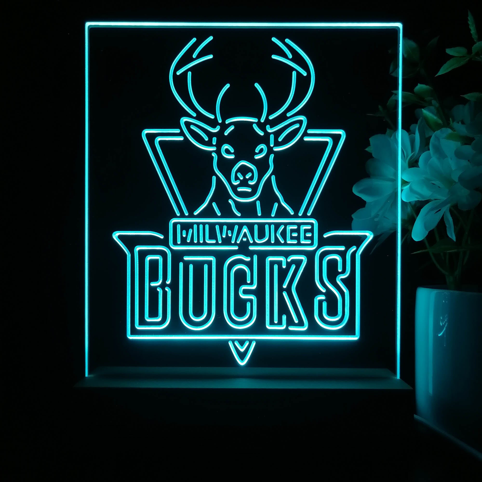 Milwaukee Bucks Night Light Neon Pub Bar Lamp