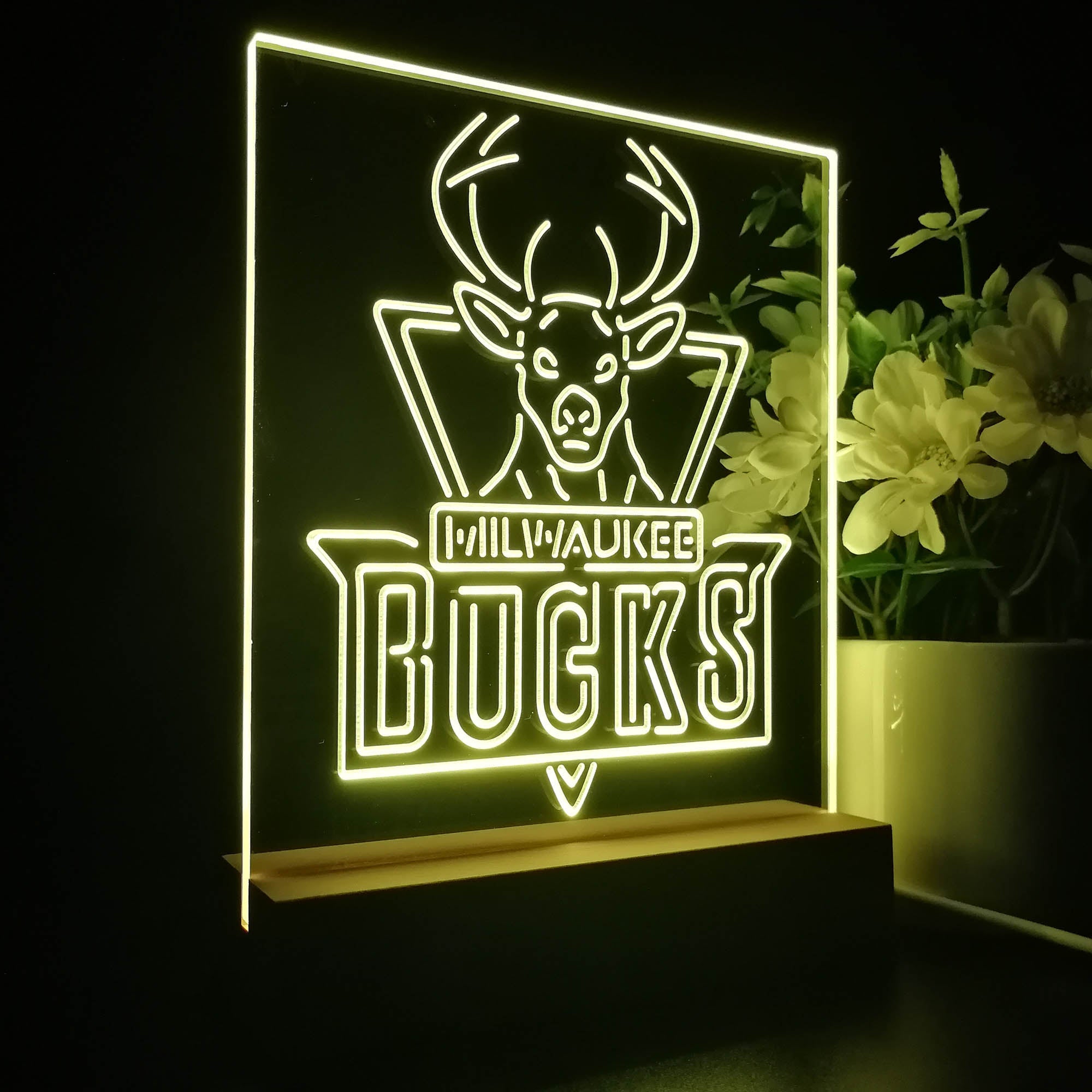 Milwaukee Bucks Night Light Neon Pub Bar Lamp