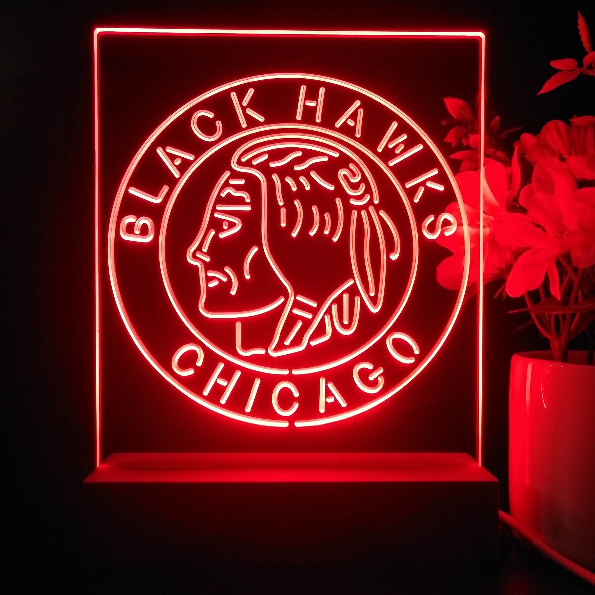 Chicago Blackhawks Neon Sign Table Top Lamp