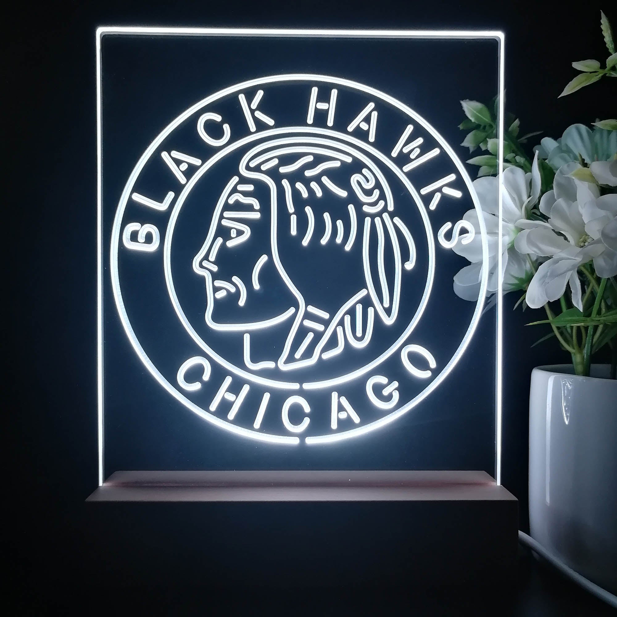 Chicago Blackhawks Neon Sign Table Top Lamp