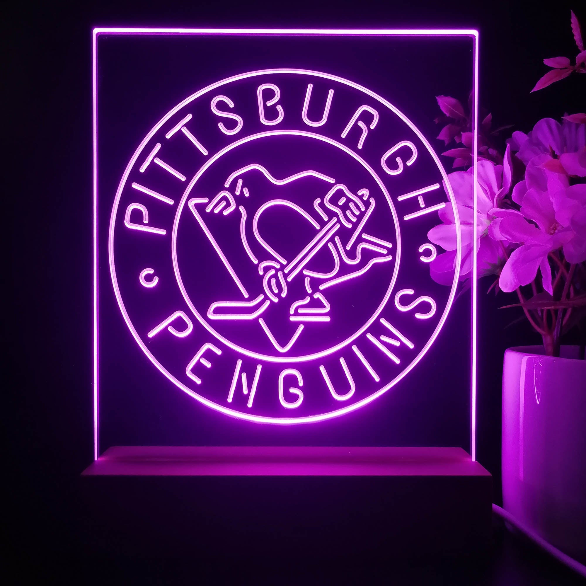 Pittsburgh Penguins Neon Sign Table Top Lamp