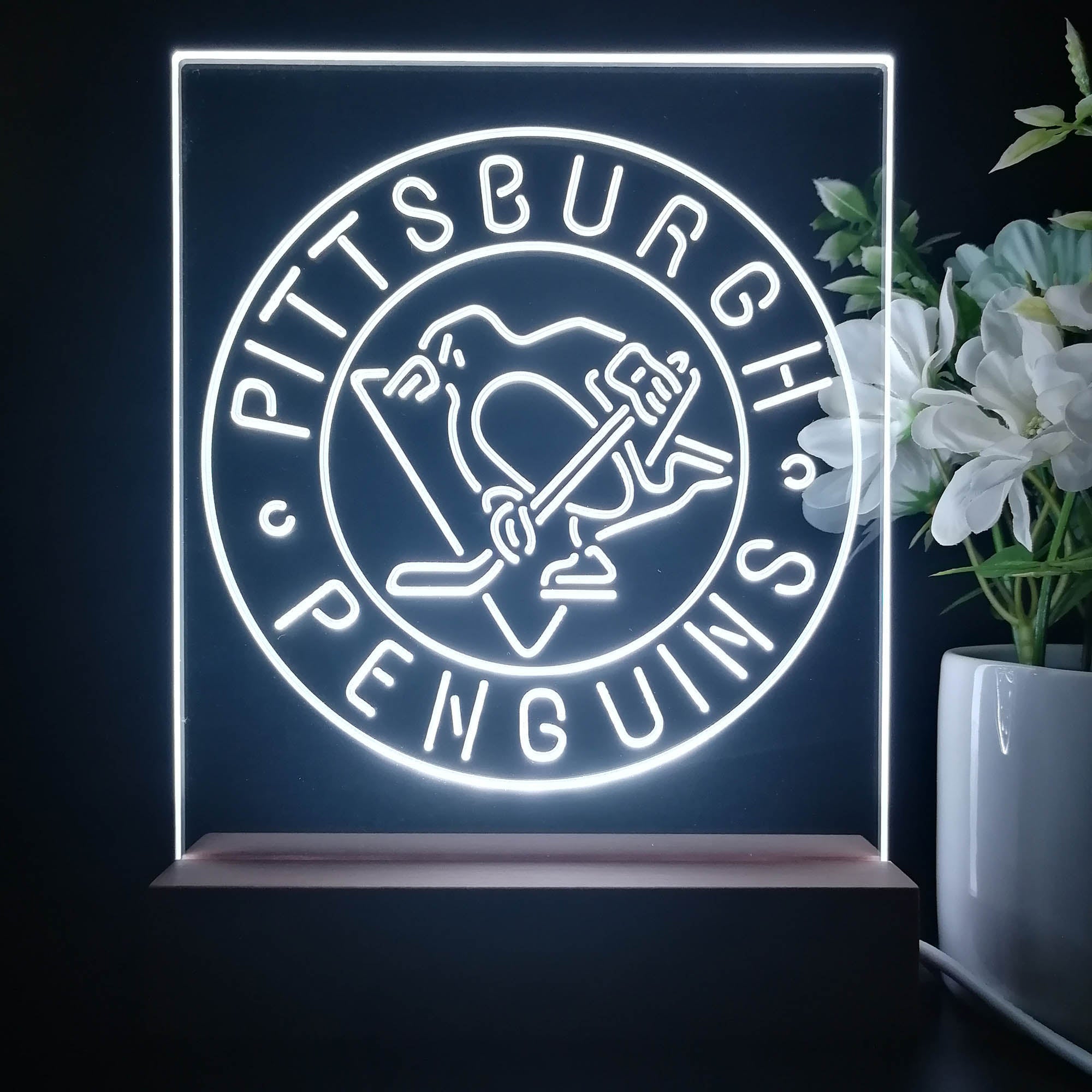 Pittsburgh Penguins Neon Sign Table Top Lamp