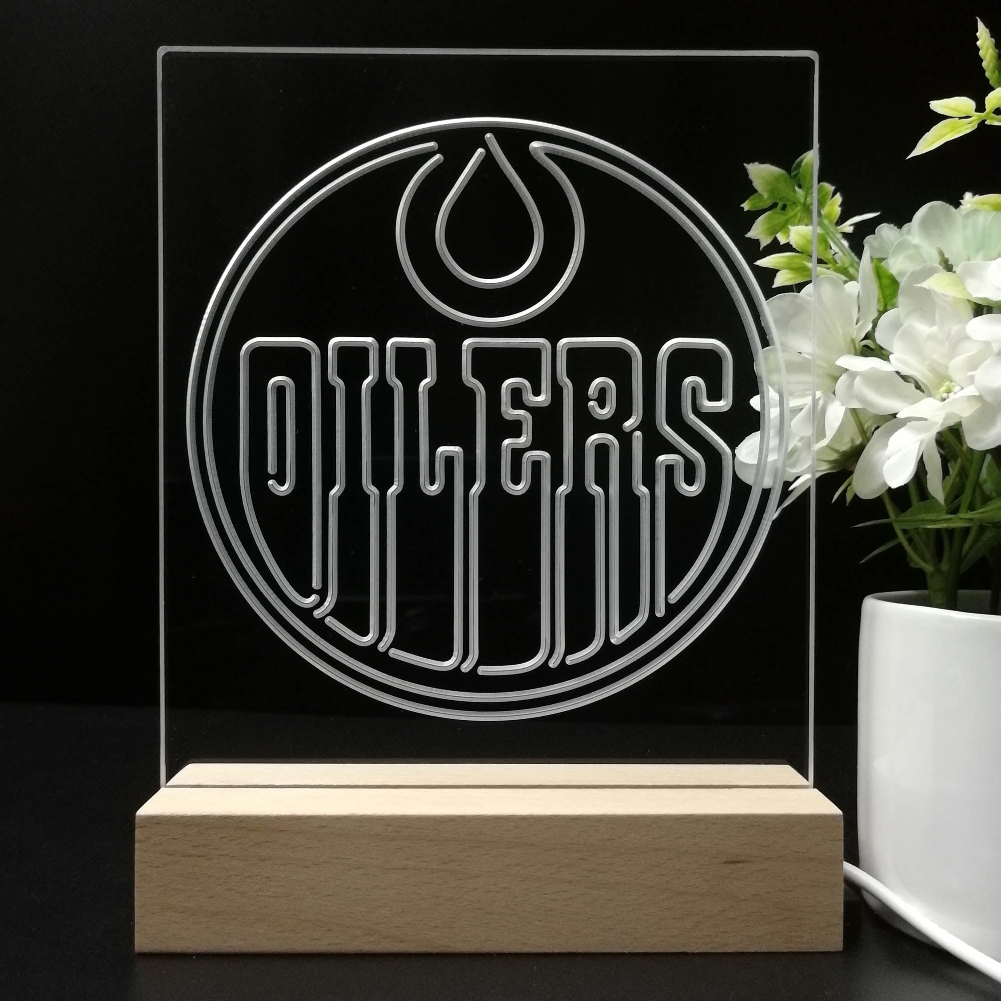 Edmonton Oilers Neon Sign Table Lamp Display | PRO LED SIGN