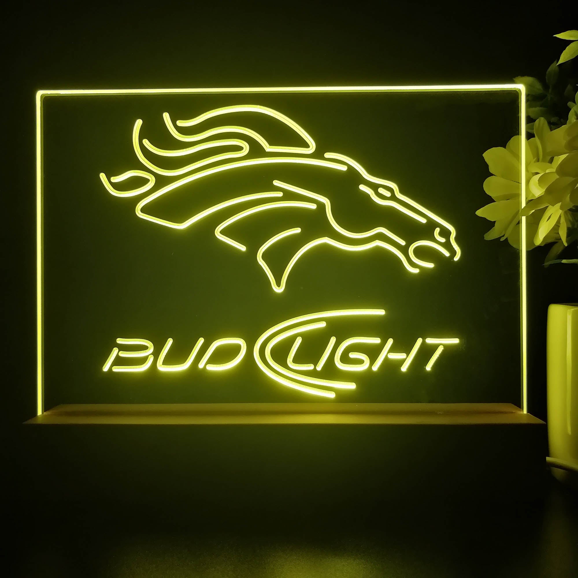 Bud Light Denver Broncos Night Light Pub Bar Lamp