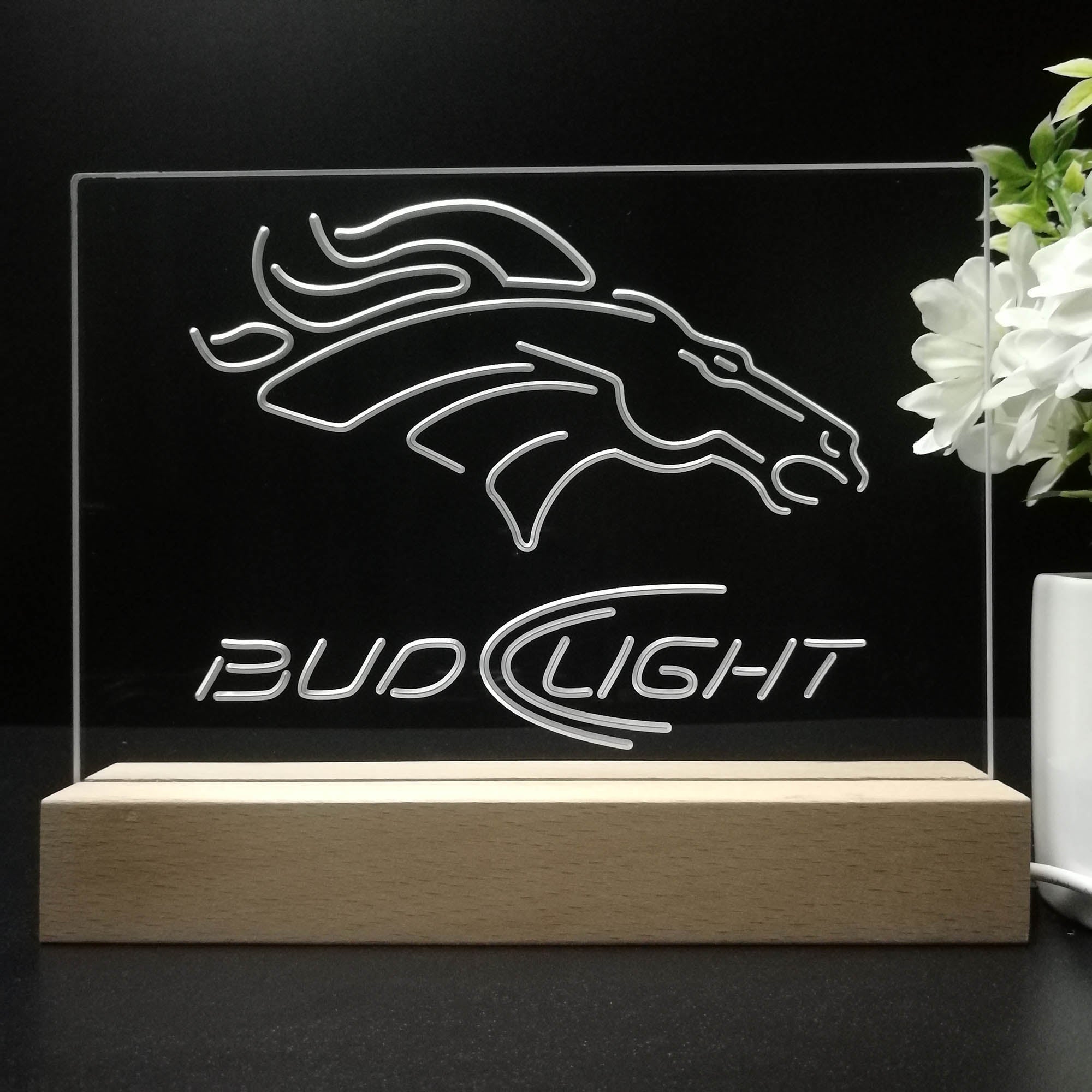 Bud Light Denver Broncos Night Light Pub Bar Lamp