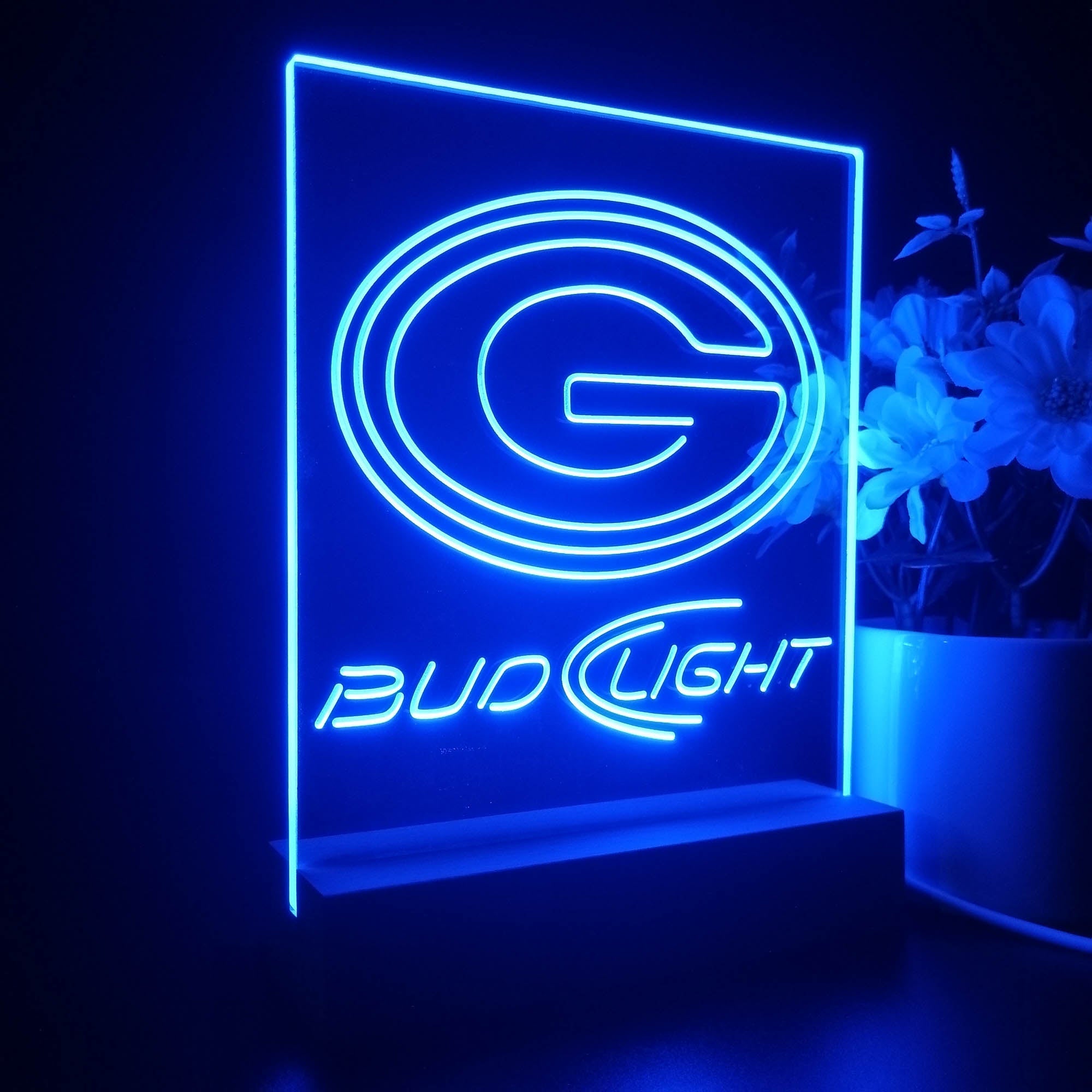 Bud Light Green Bay Packers 3D Illusion Night Light Desk Lamp