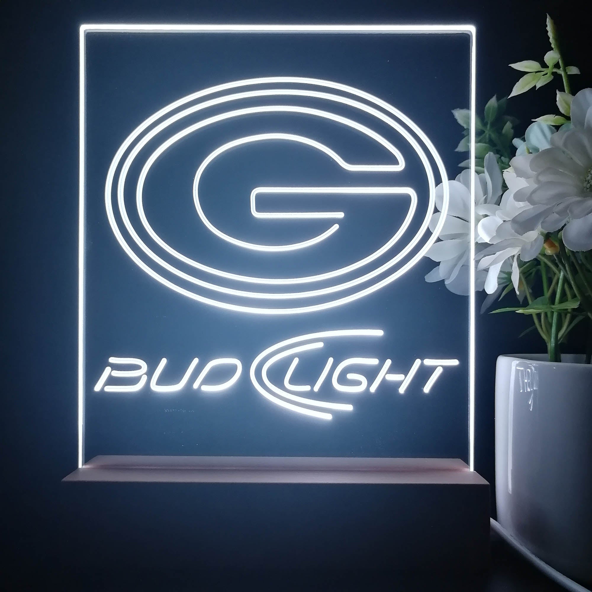 Bud Light Green Bay Packers 3D Illusion Night Light Desk Lamp